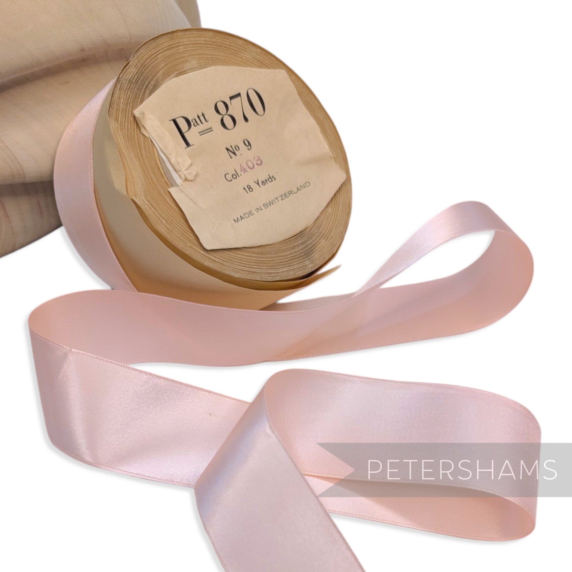 33mm No.9 "Patt 870" Vintage Swiss Satin Ribbon - 16m Roll