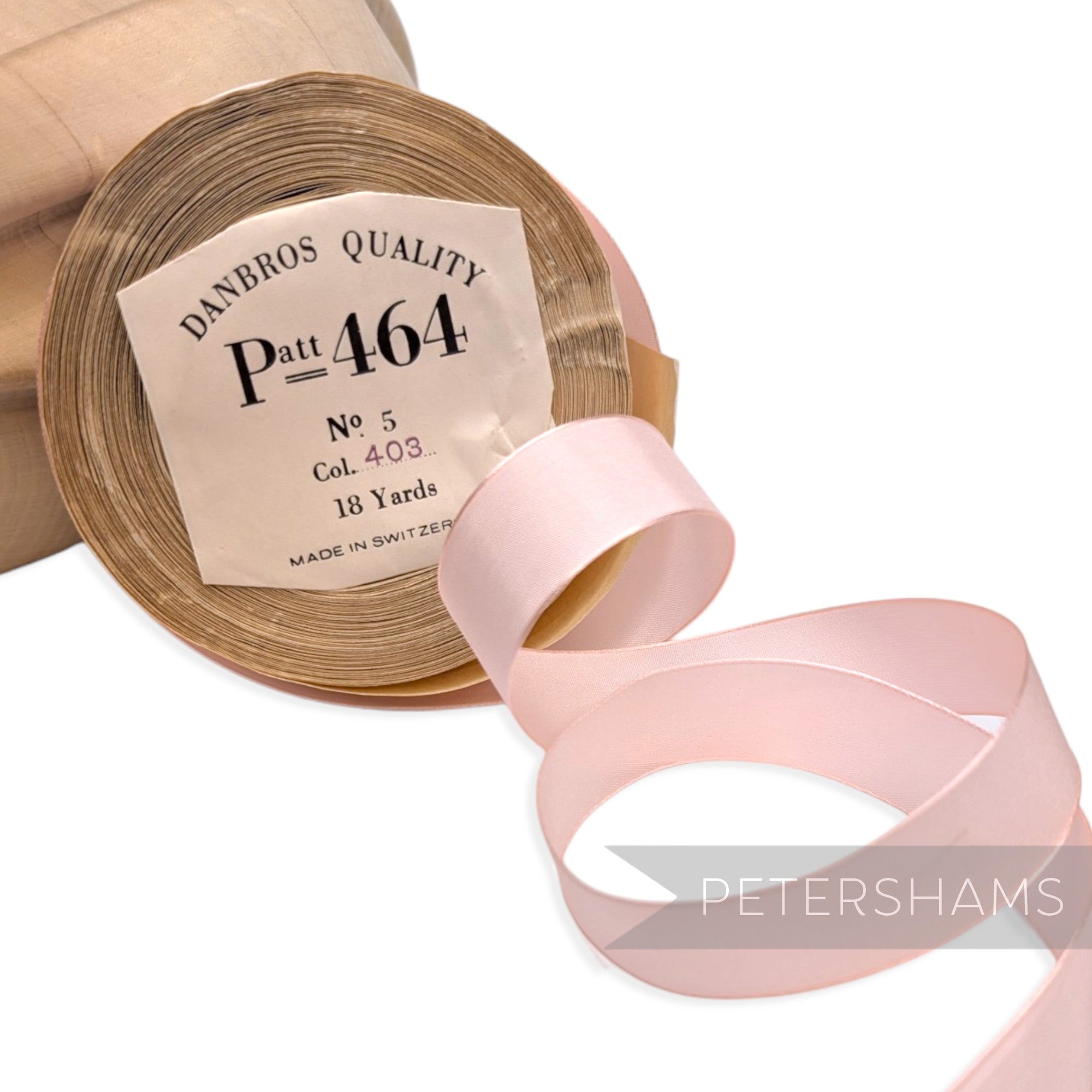 22mm No.5 "Danbros Quality" Patt 464 Vintage Swiss Taffeta Ribbon - 16m Roll