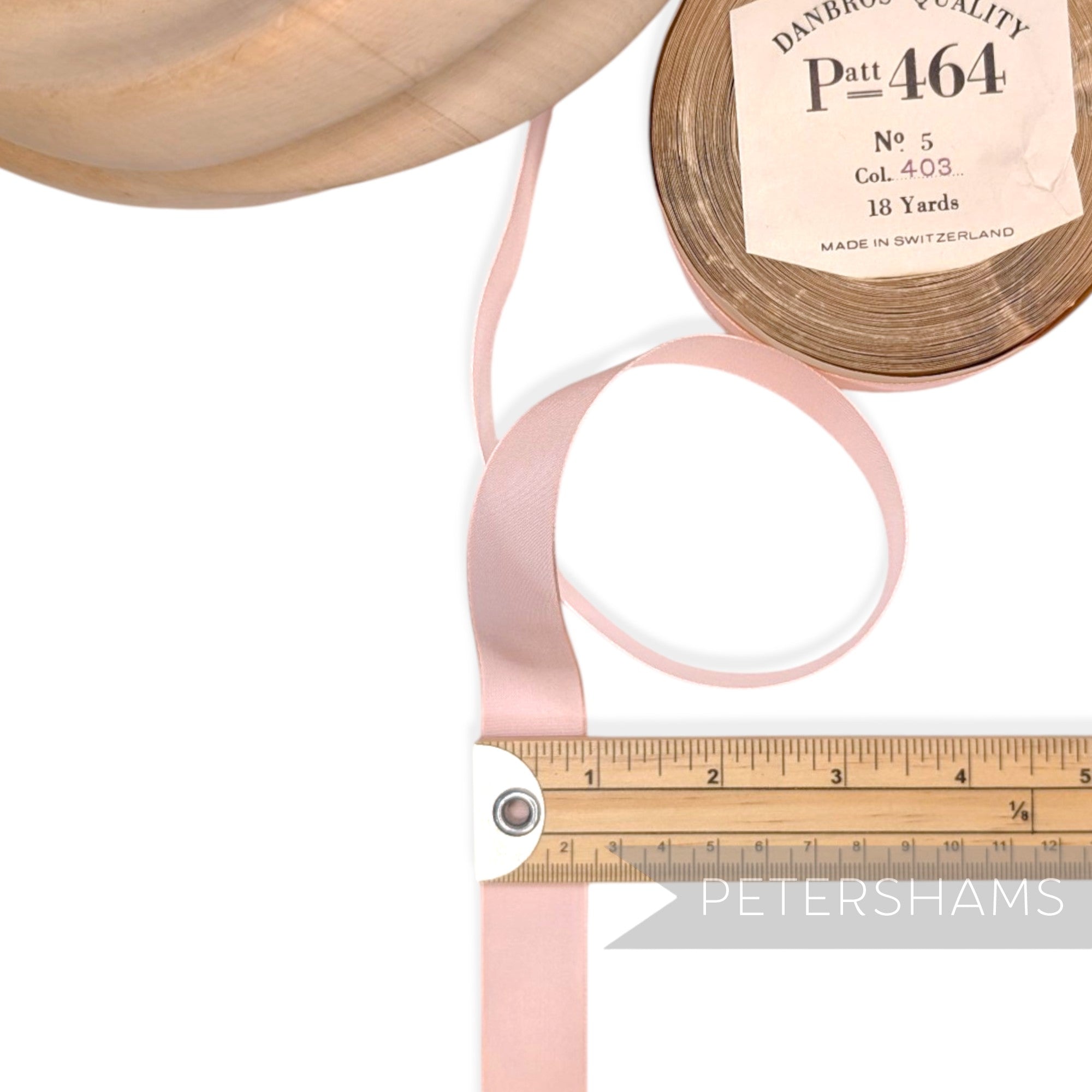 22mm No.5 "Danbros Quality" Patt 464 Vintage Swiss Taffeta Ribbon - 16m Roll