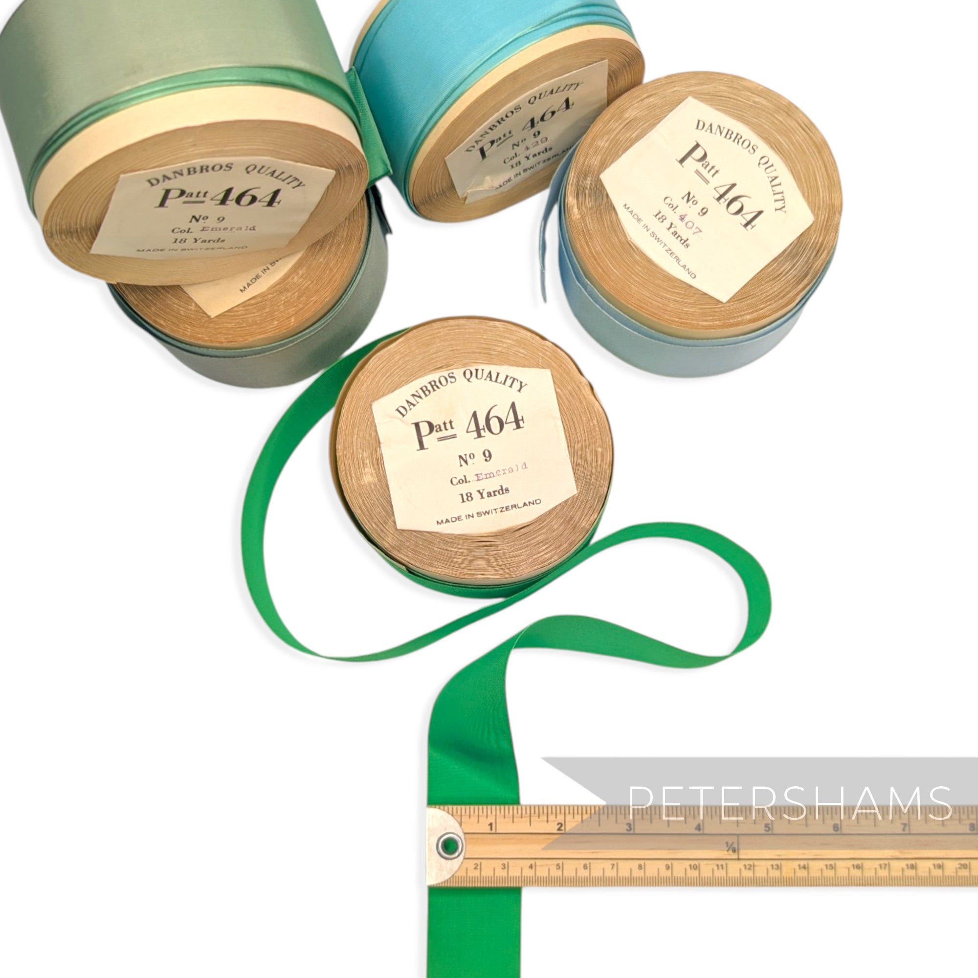 34-37mm No.9 "Danbros Quality" Patt 464 Vintage Swiss Taffeta Ribbon - 16m Roll