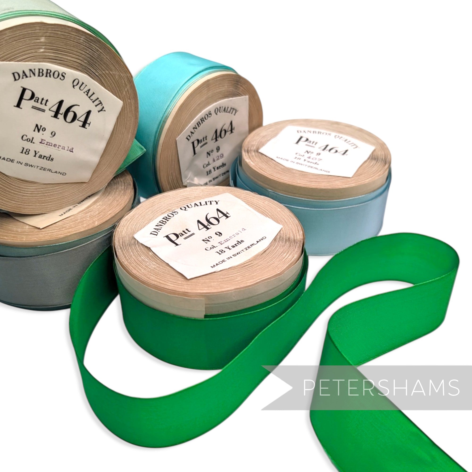 34-37mm No.9 "Danbros Quality" Patt 464 Vintage Swiss Taffeta Ribbon - 16m Roll