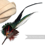 'Terrance' Large Peacock & Pheasant Feather Hat Mount