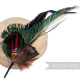 'Terrance' Large Peacock & Pheasant Feather Hat Mount