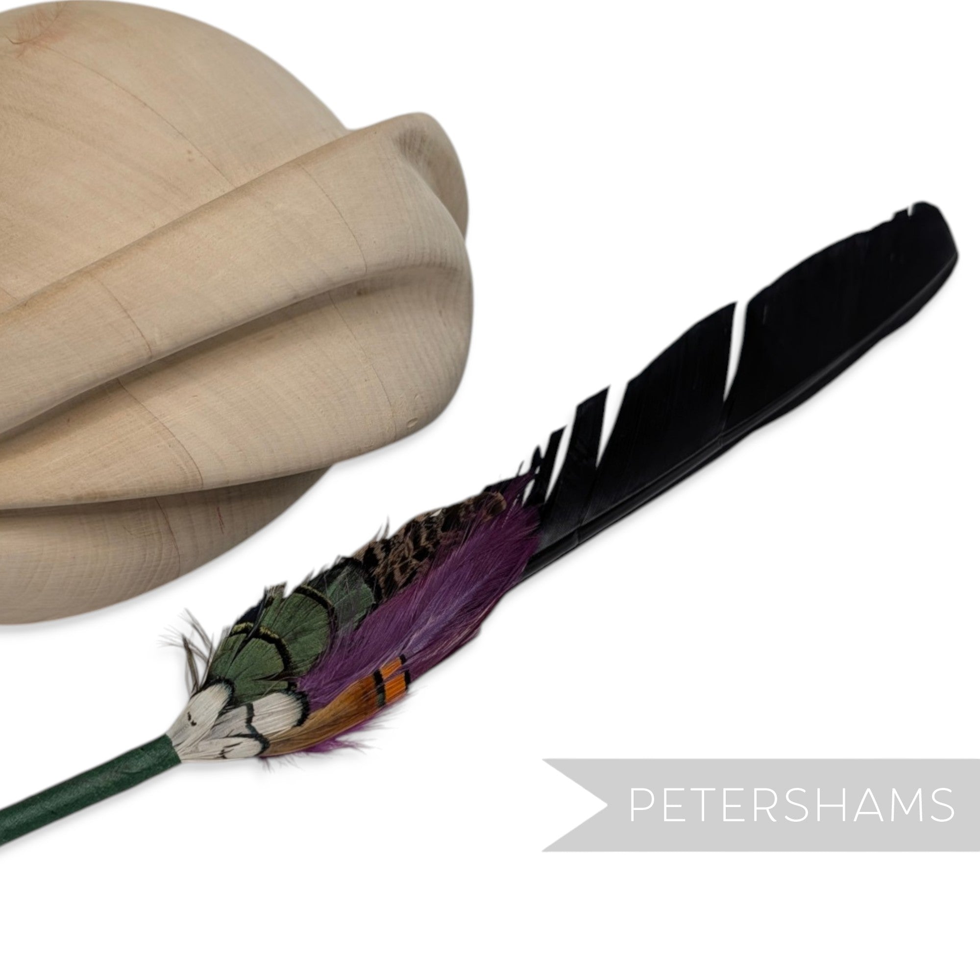 'Edward' Extra Long Black Turkey Feather Hat Mount