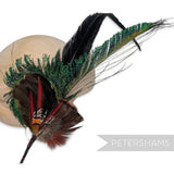 'Terrance' Large Peacock & Pheasant Feather Hat Mount