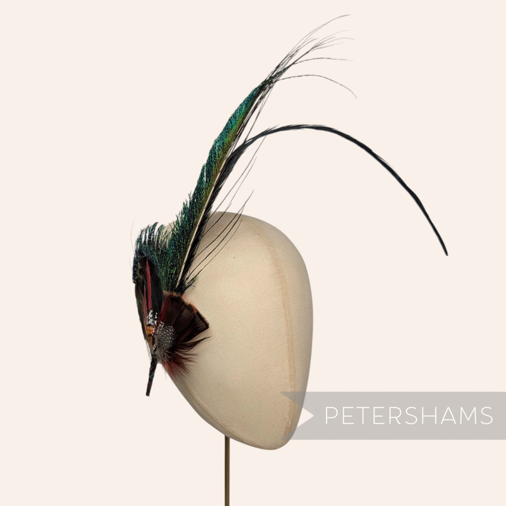 'Terrance' Large Peacock & Pheasant Feather Hat Mount