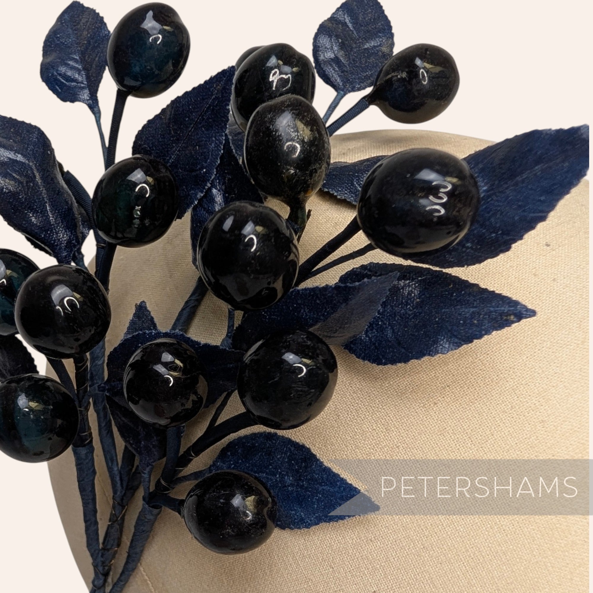 'Galadriel' Vintage 1950s German Glossy Mini Plum Fruit Millinery Mount