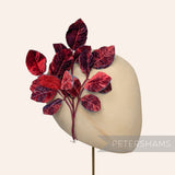 'Bilbo' Vintage 1950/60's Red & Blue Trippy Velvet Wired Millinery Leaf Spray