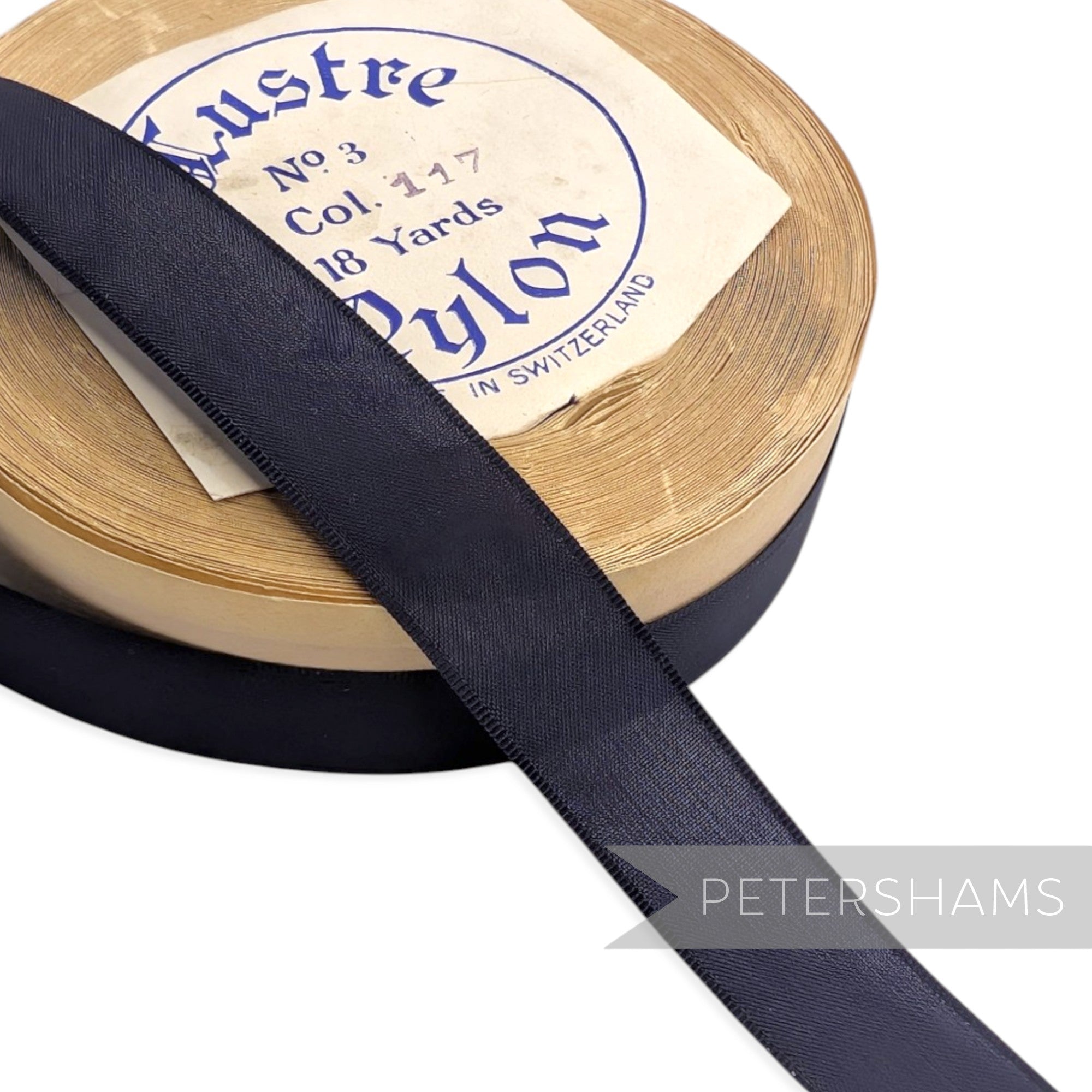 14mm No.3 "Lustre" Vintage Swiss Nylon Taffeta Ribbon - 16m Roll
