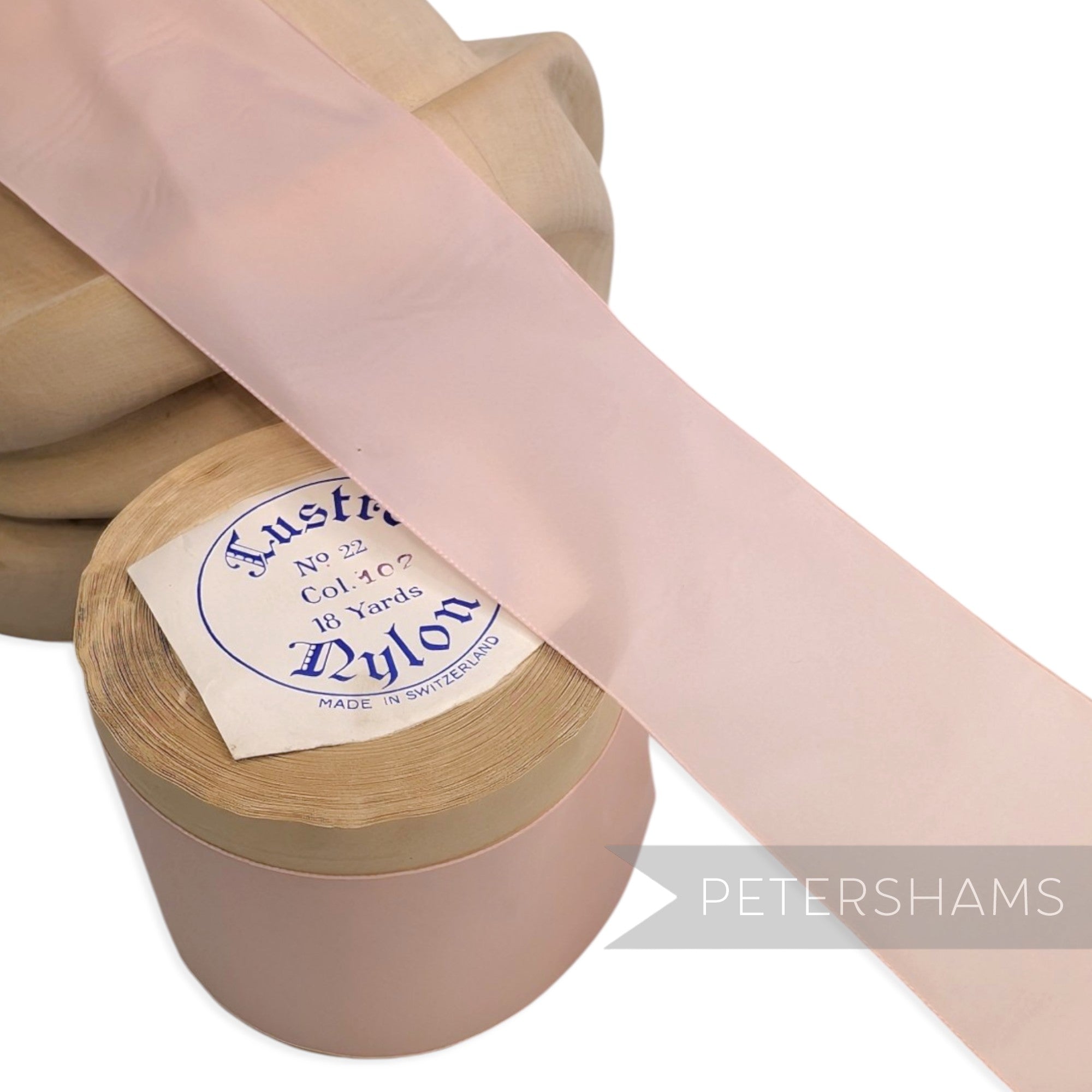 60mm No.22 "Lustre" Vintage Swiss Nylon Taffeta Ribbon - 16m Roll