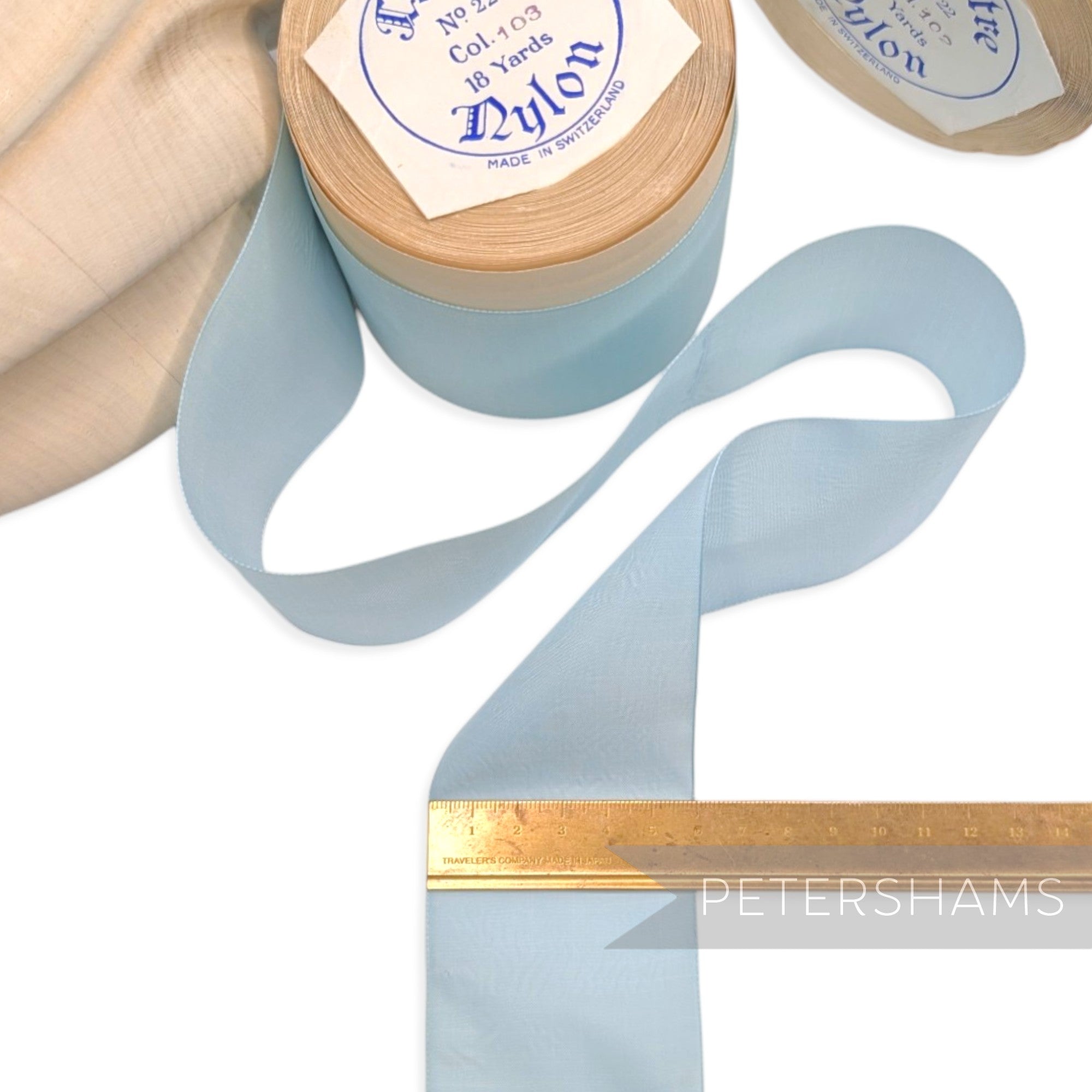 60mm No.22 "Lustre" Vintage Swiss Nylon Taffeta Ribbon - 16m Roll