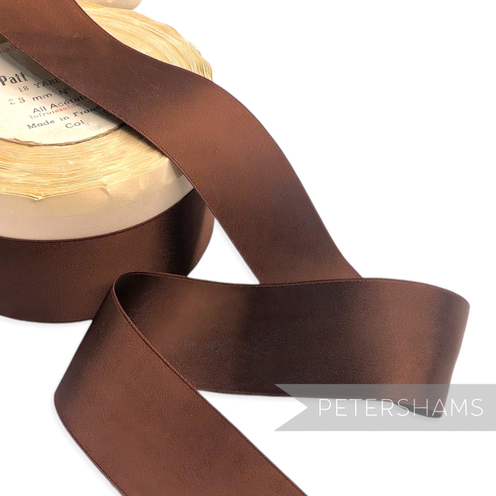 37mm No.9 "Patt 746" Vintage French Double-Sided Satin Ribbon - Approx. 16m Roll