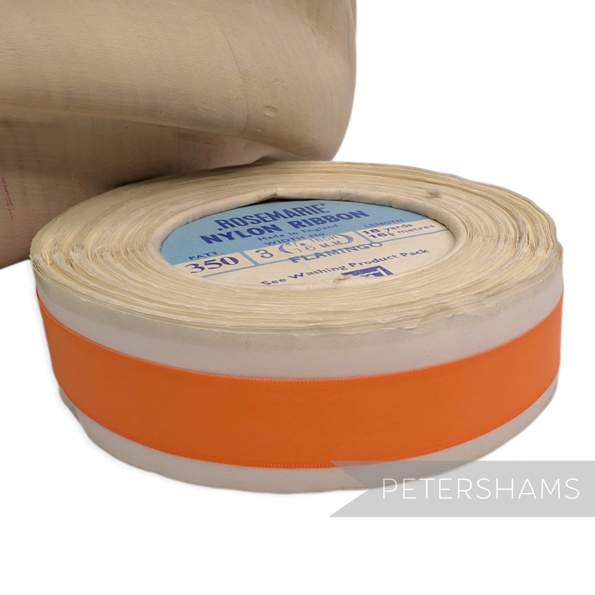 16mm No.3 "Rosemarie" Patt. 350 Made in England Vintage Nylon Ribbon - 16m Roll
