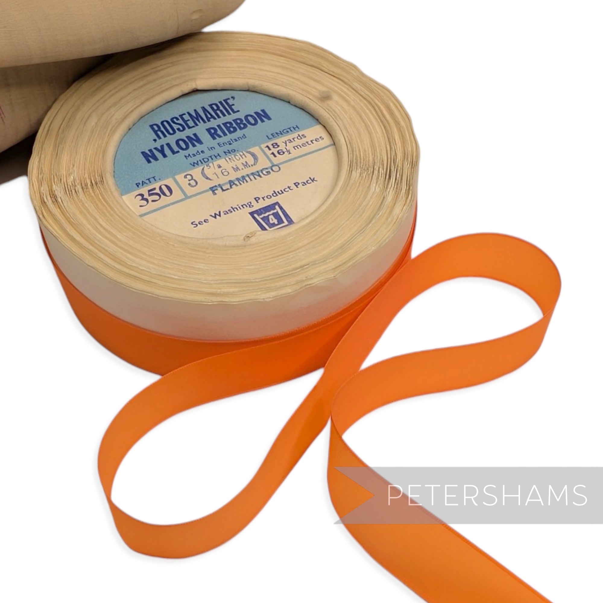 16mm No.3 "Rosemarie" Patt. 350 Made in England Vintage Nylon Ribbon - 16m Roll
