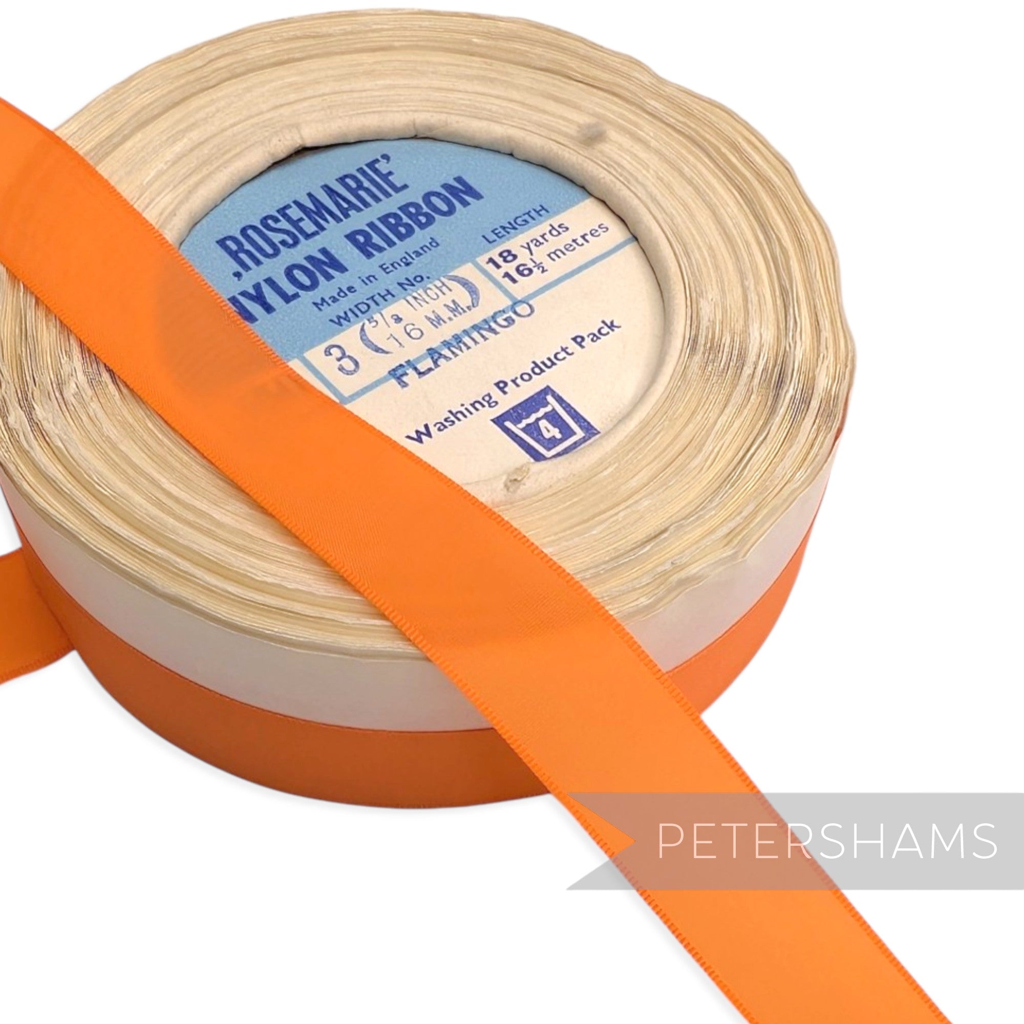 16mm No.3 "Rosemarie" Patt. 350 Made in England Vintage Nylon Ribbon - 16m Roll