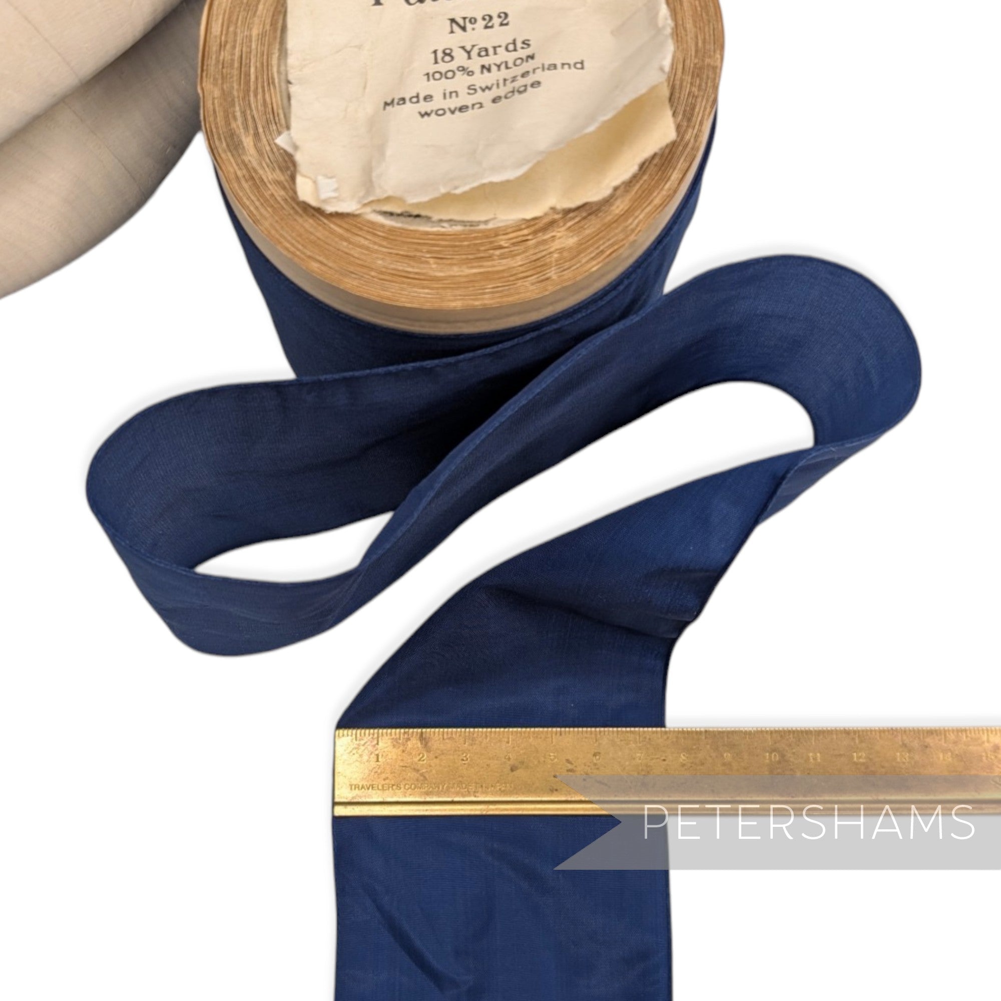 76mm No.22 "Patt.22631" Vintage Swiss Nylon Ribbon - 12m Roll
