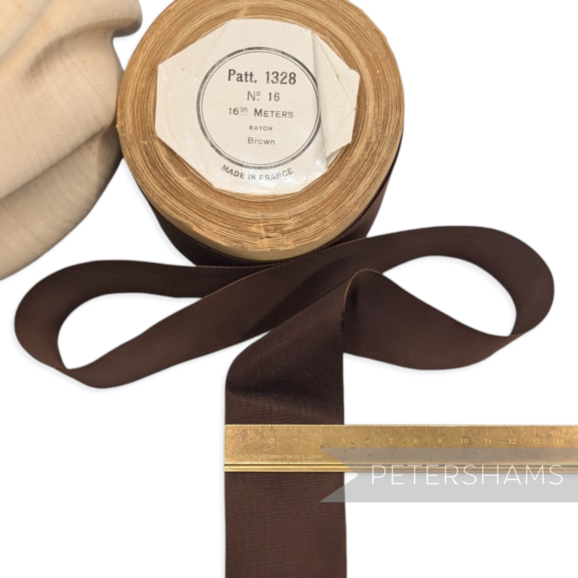 50mm No.16 "Patt. 1328" Vintage French Rayon Taffeta Ribbon - Approx. 16m Roll