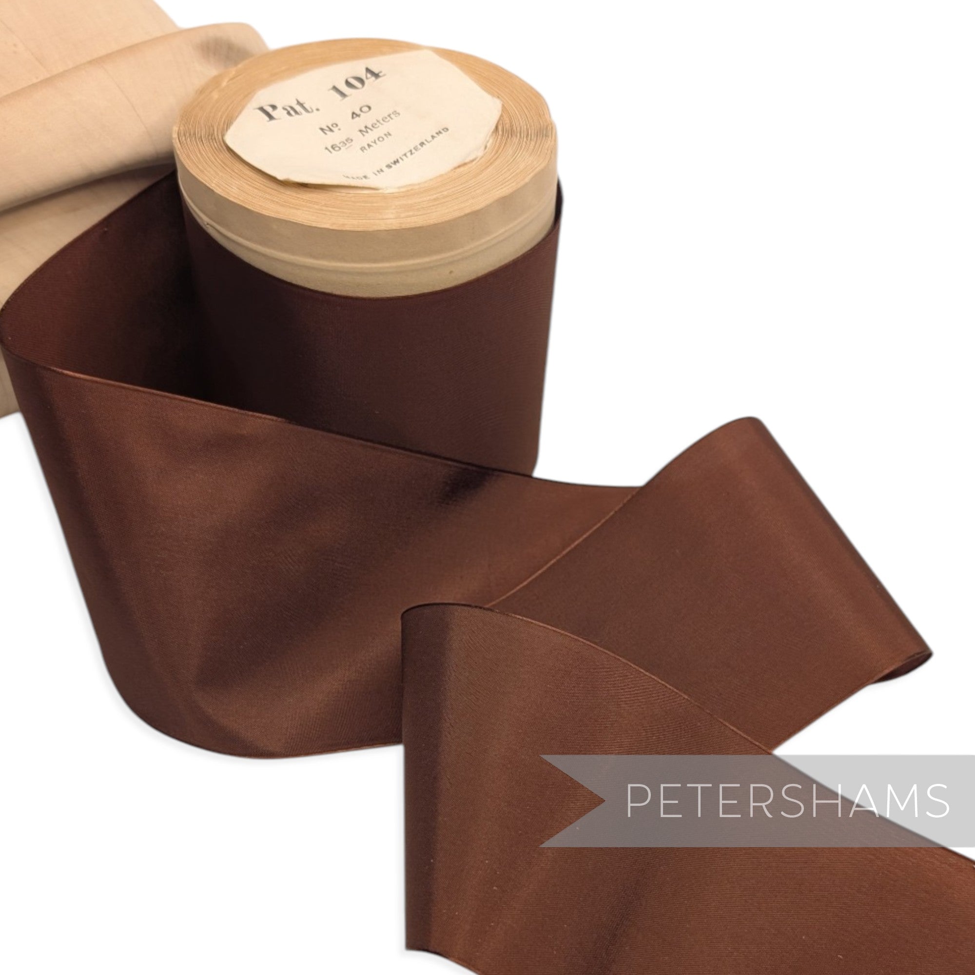 85mm No.40 "Pat.104" Vintage Swiss Rayon Taffeta Ribbon - 16m Roll