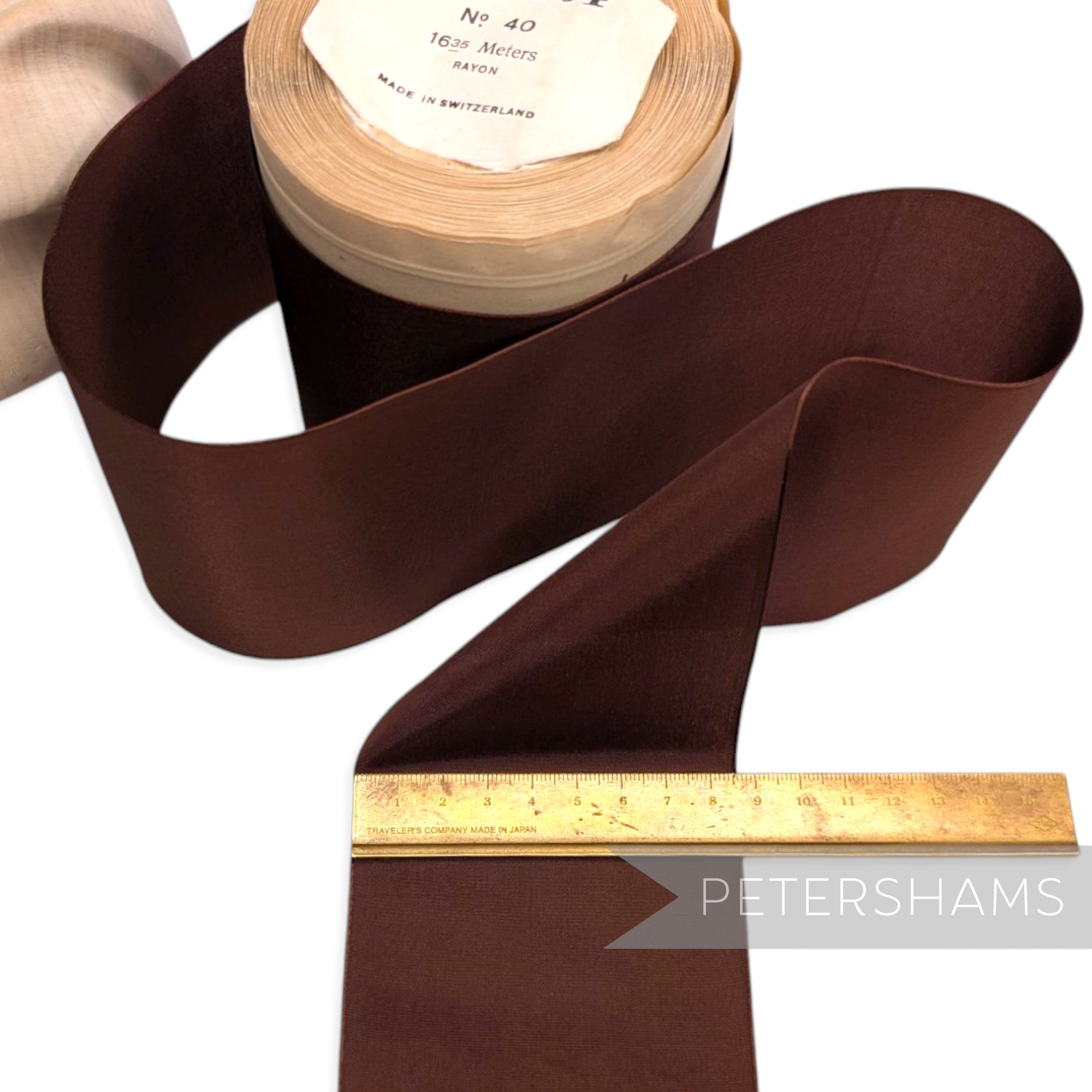 85mm No.40 "Pat.104" Vintage Swiss Rayon Taffeta Ribbon - 16m Roll