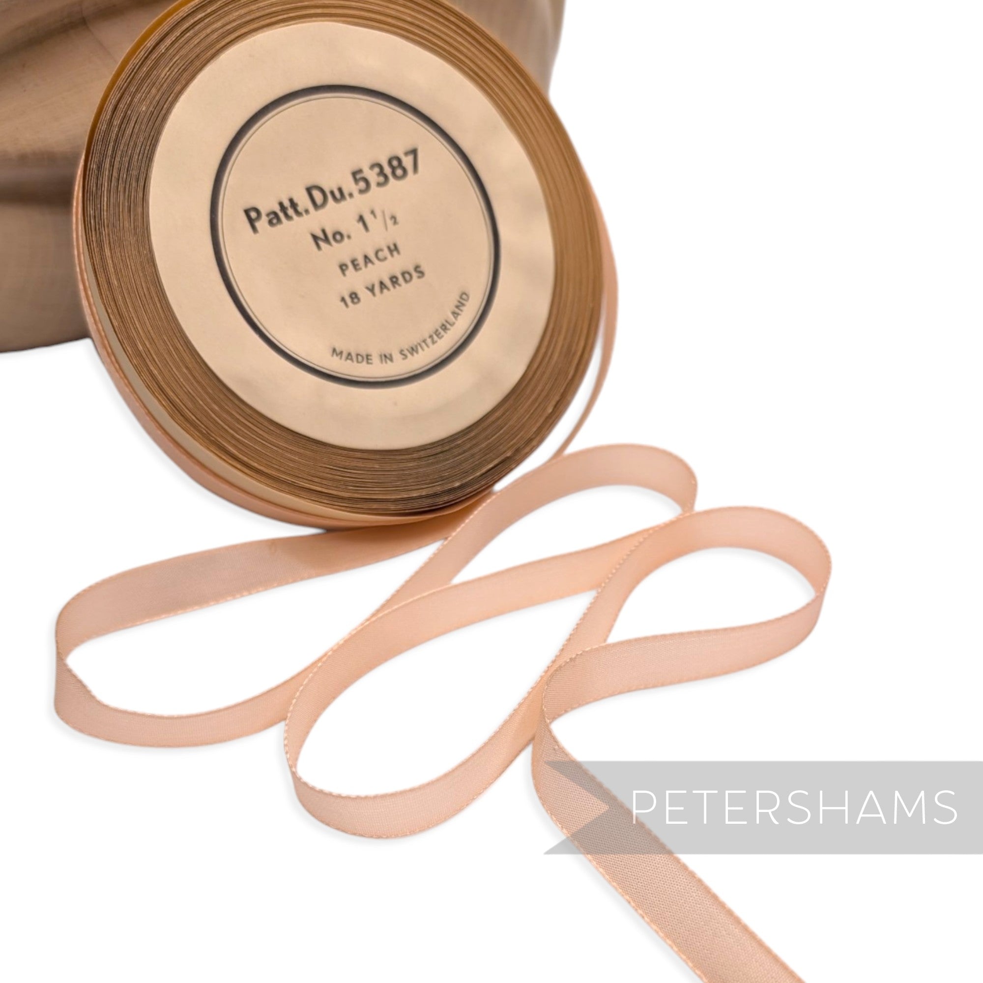 10mm No.1 1/2 "Patt.Du.5387" Vintage Swiss Taffeta Ribbon - 16m Roll