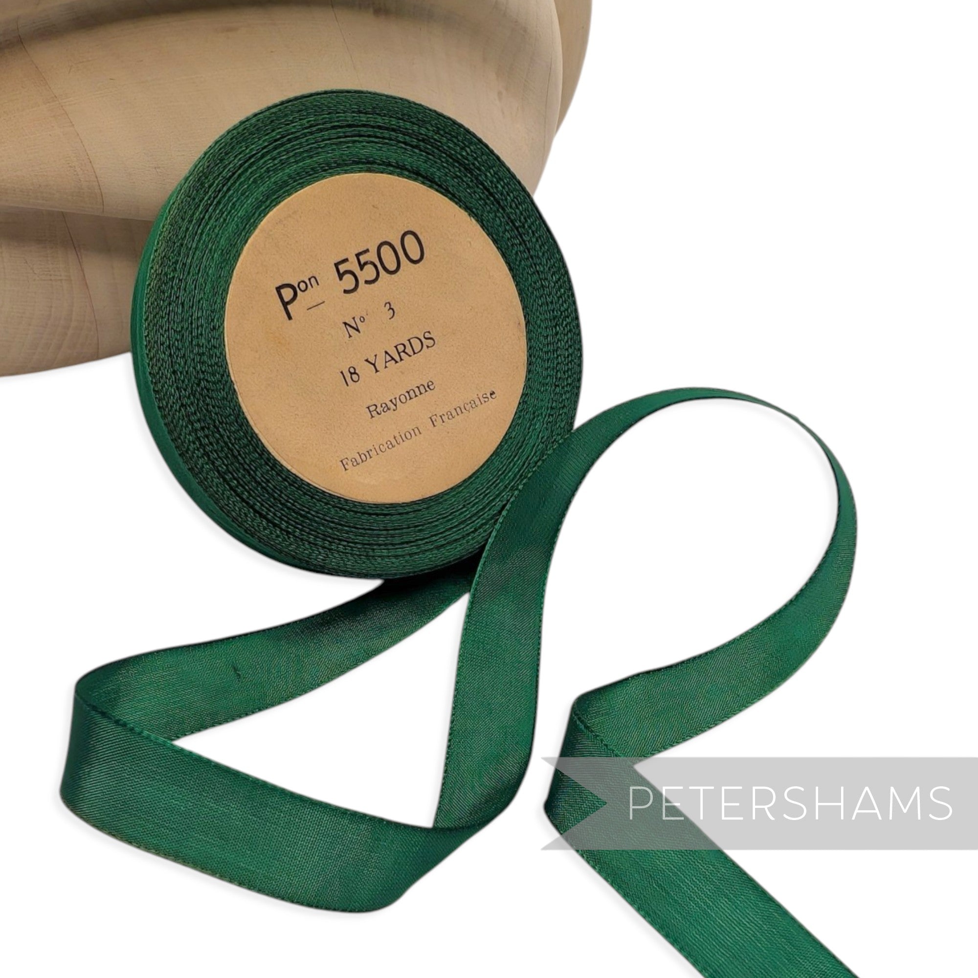 15mm No.3 "Pon 5500" Vintage French Rayon Taffeta Ribbon - Approx. 15m Roll