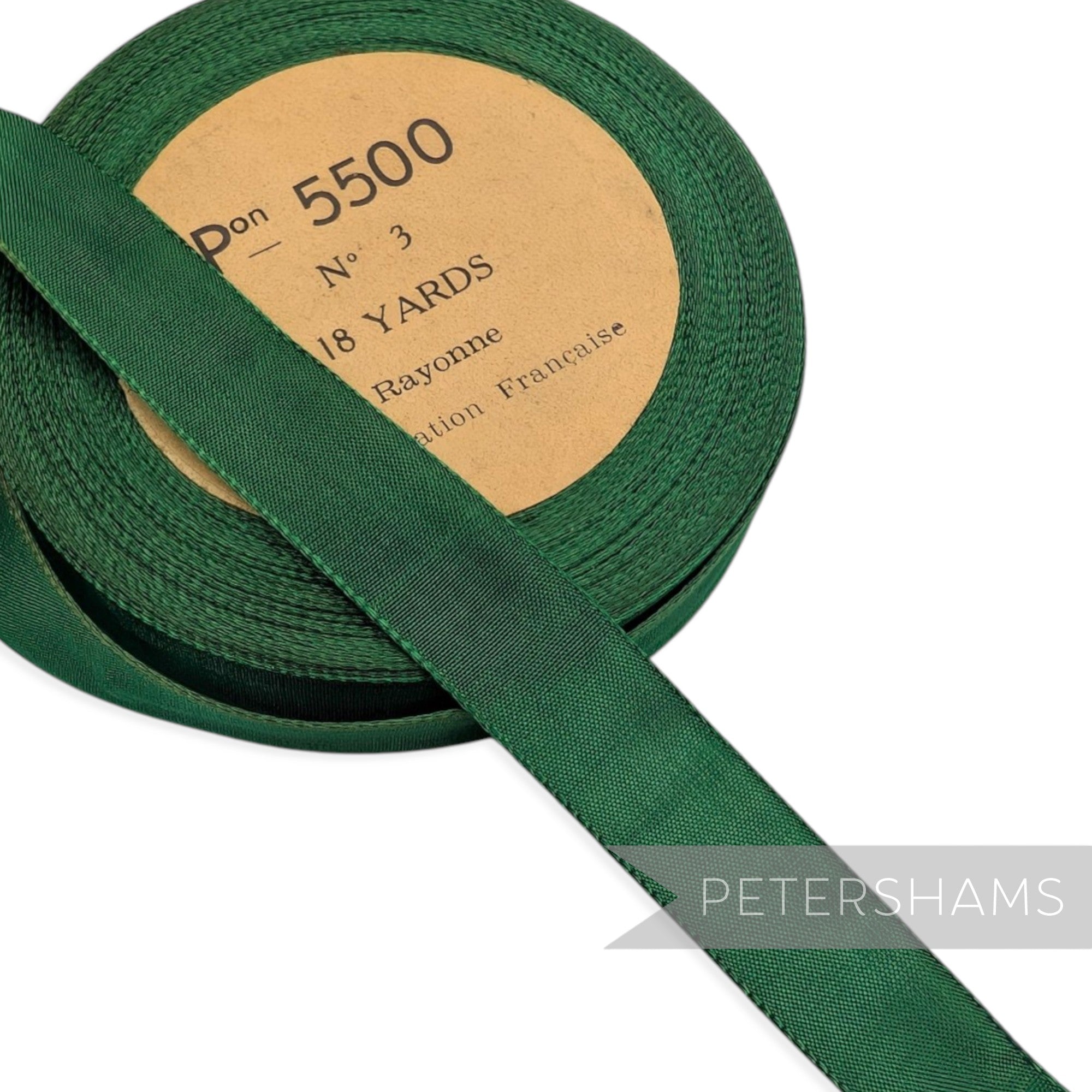 15mm No.3 "Pon 5500" Vintage French Rayon Taffeta Ribbon - Approx. 15m Roll
