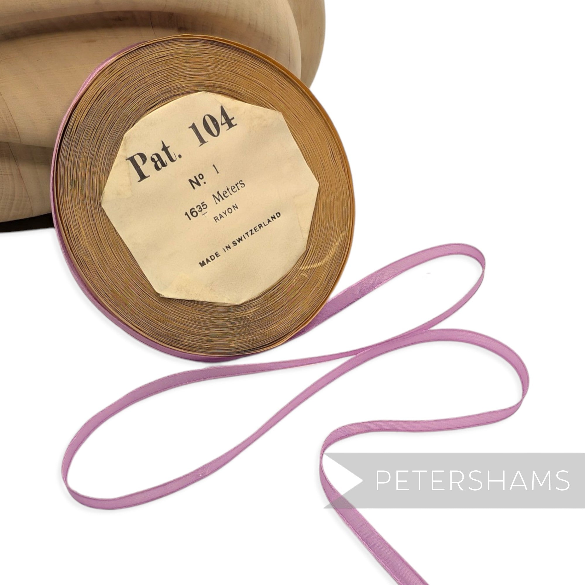 6mm No.1 "Pat. 104" Vintage Swiss Rayon Ribbon - 16m Roll
