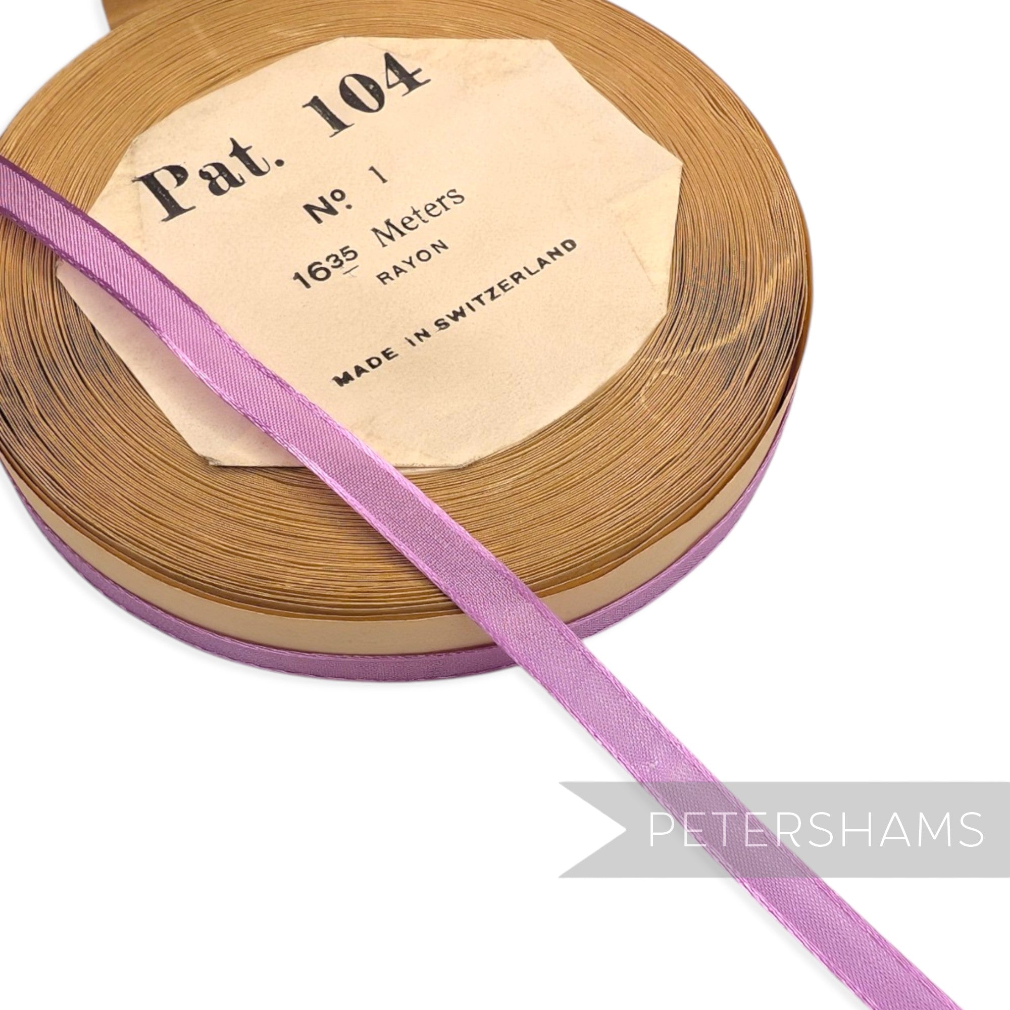6mm No.1 "Pat. 104" Vintage Swiss Rayon Ribbon - 16m Roll