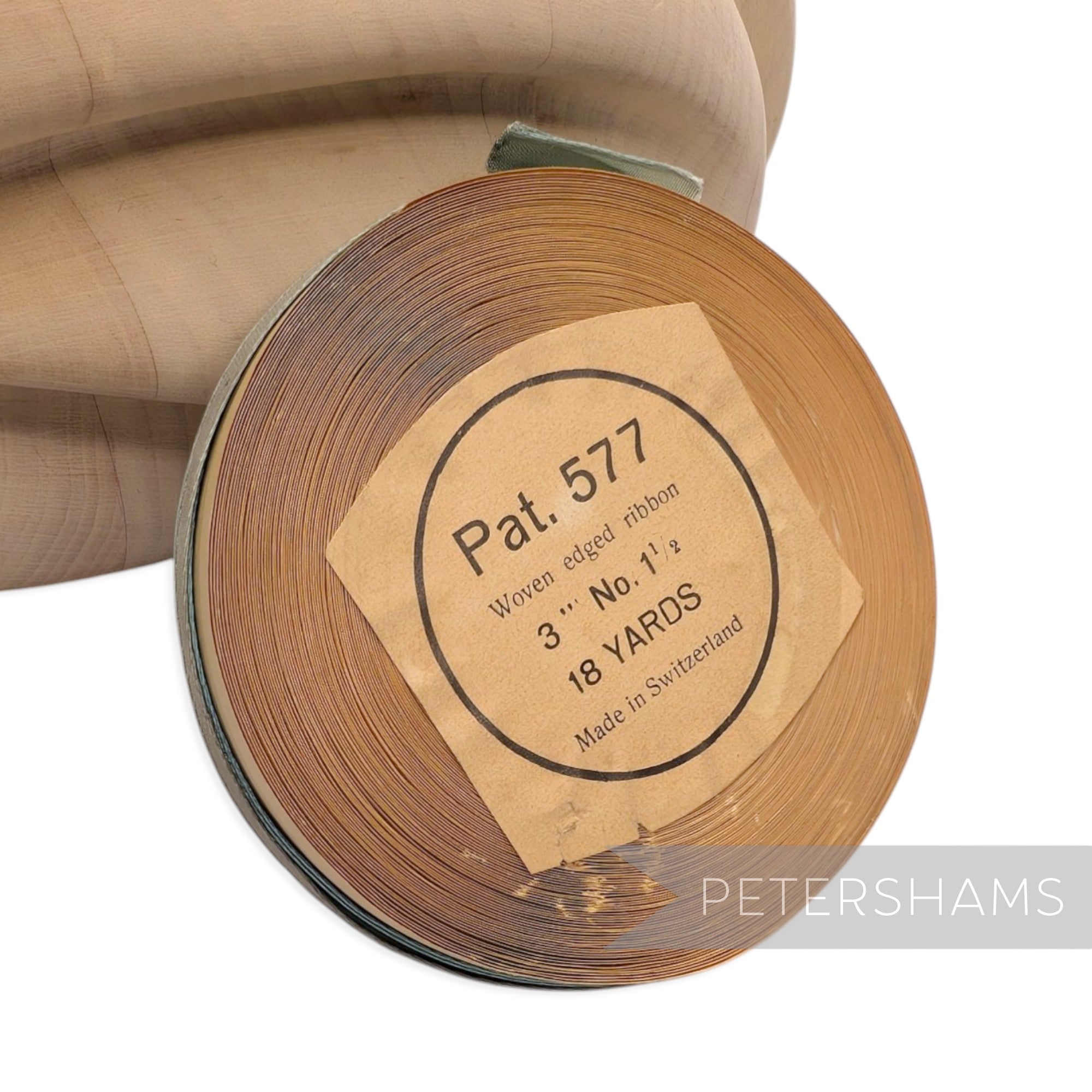 7mm No.1 1/2 "Pat. 577" Vintage Swiss Taffeta Ribbon - 16m Roll