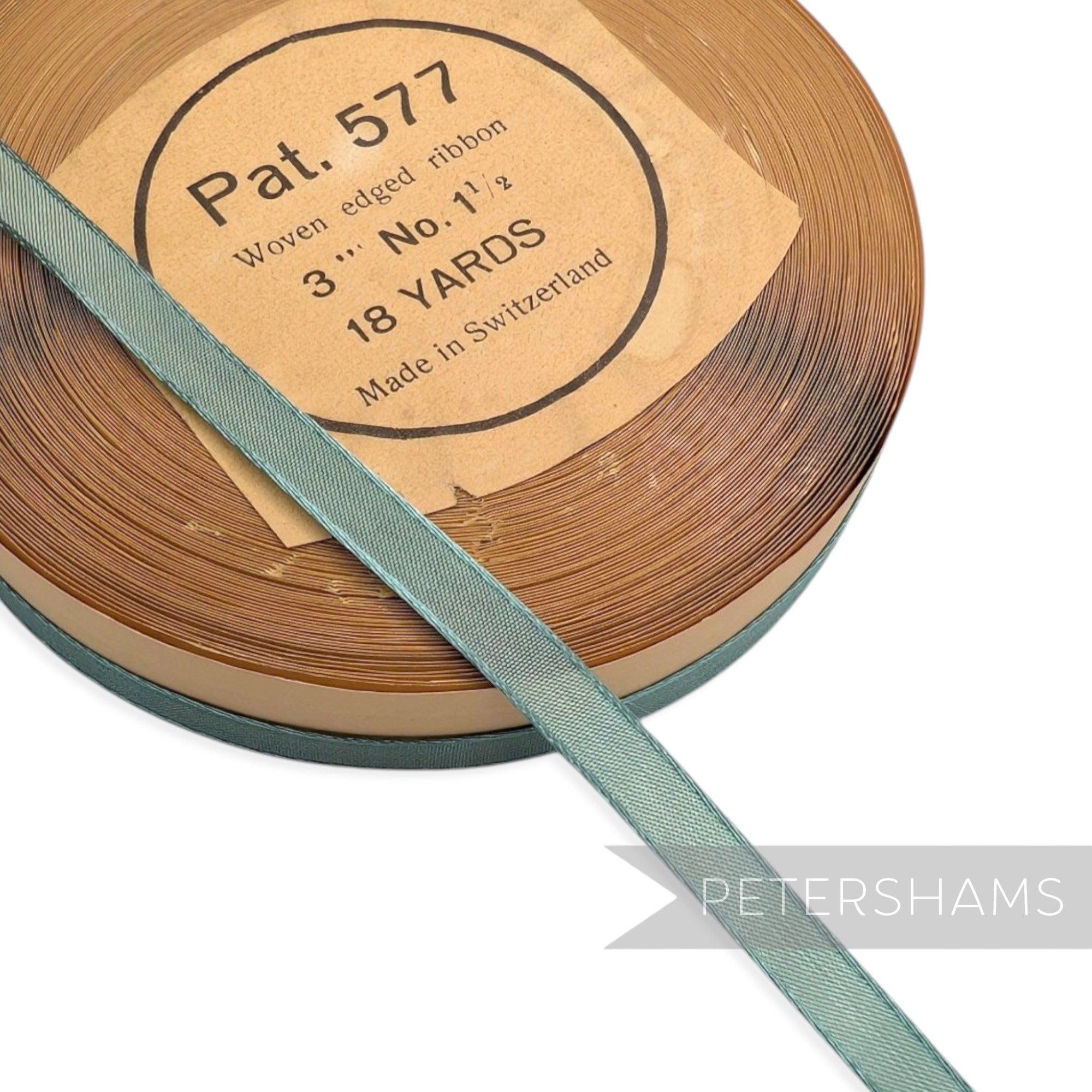 7mm No.1 1/2 "Pat. 577" Vintage Swiss Taffeta Ribbon - 16m Roll