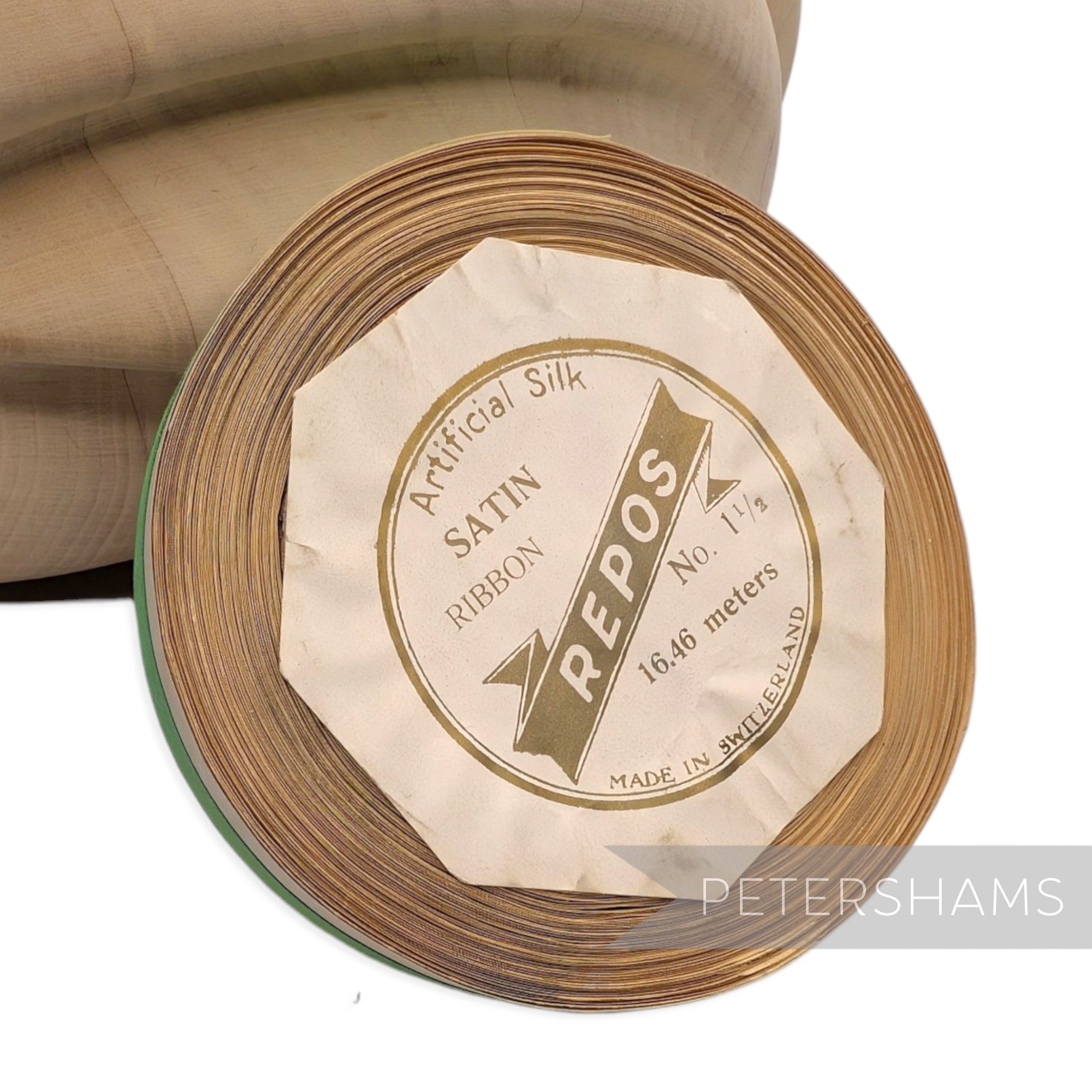 7mm No.1 1/2 "Repos" Vintage Swiss Artificial Silk Satin Ribbon - 16m Roll