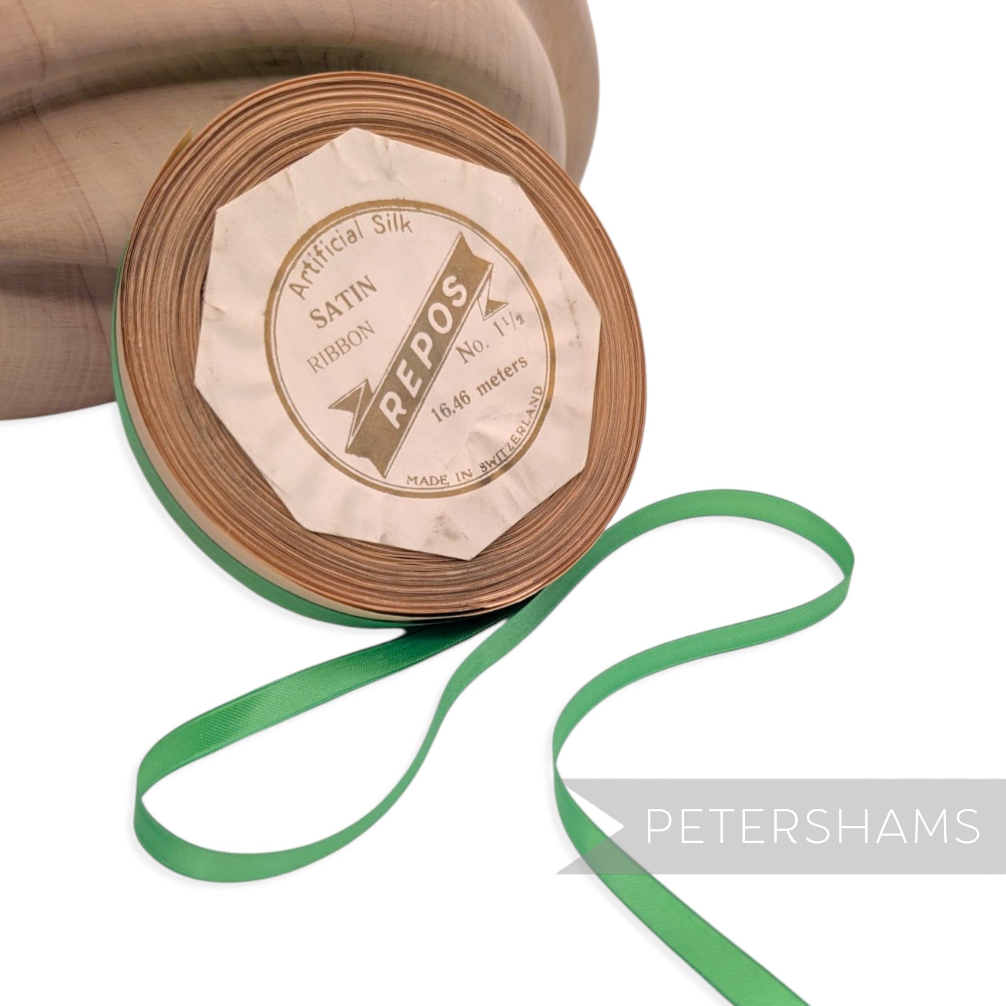 7mm No.1 1/2 "Repos" Vintage Swiss Artificial Silk Satin Ribbon - 16m Roll