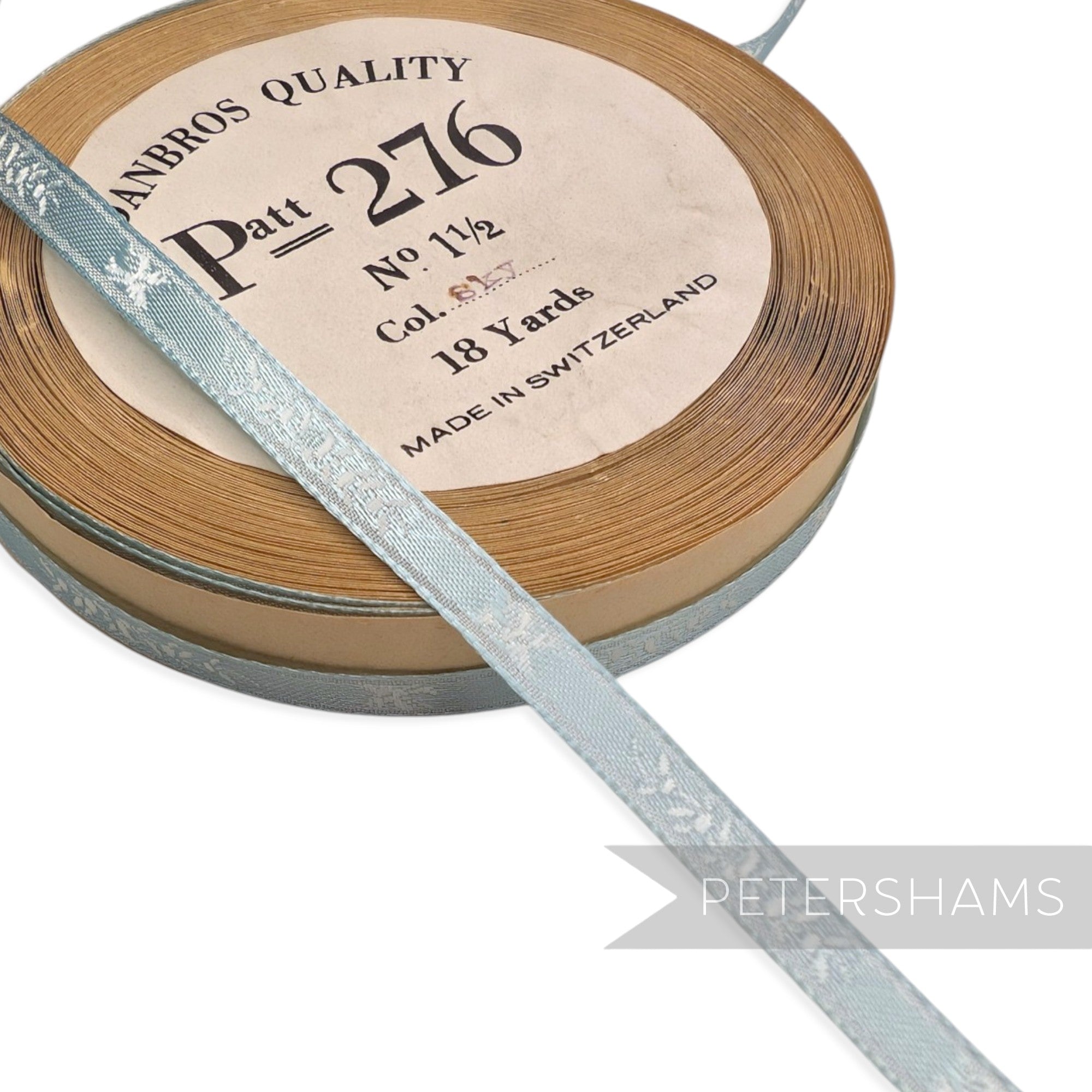 6mm No. 1 1/2 "Patt 276" Vintage Floral Pattern Embroidered Ribbon - 16m Roll