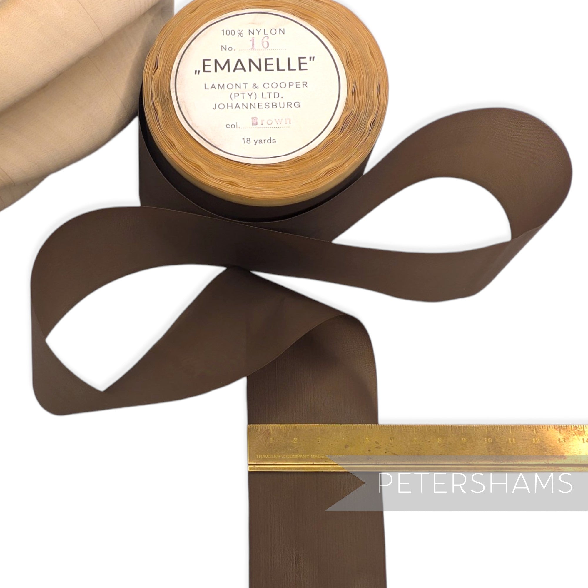 56mm No.16 "Emanelle" Vintage Nylon Taffeta Ribbon - 16m Roll