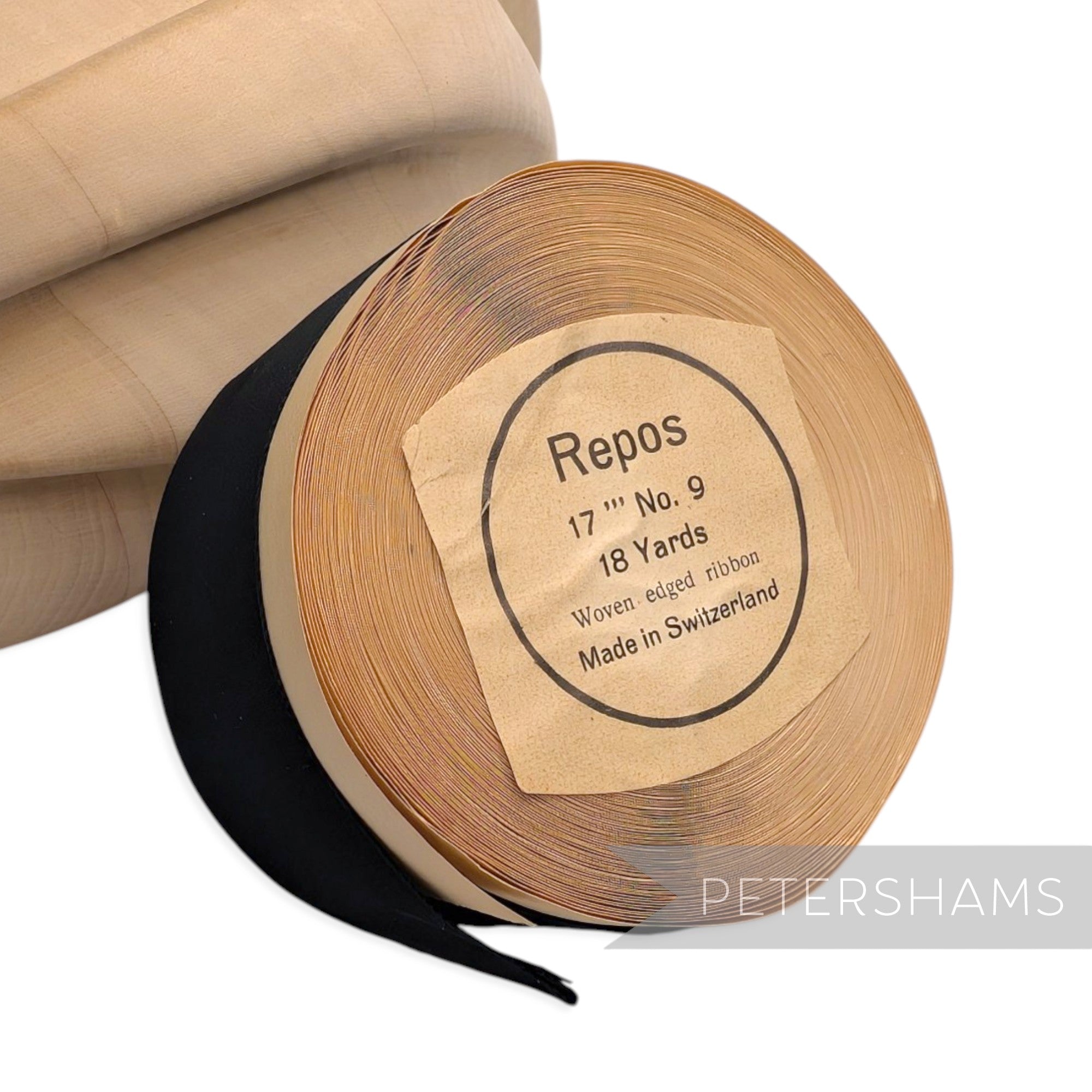 40mm No.9 "Repos" Vintage Swiss Taffeta Ribbon - 16m Roll