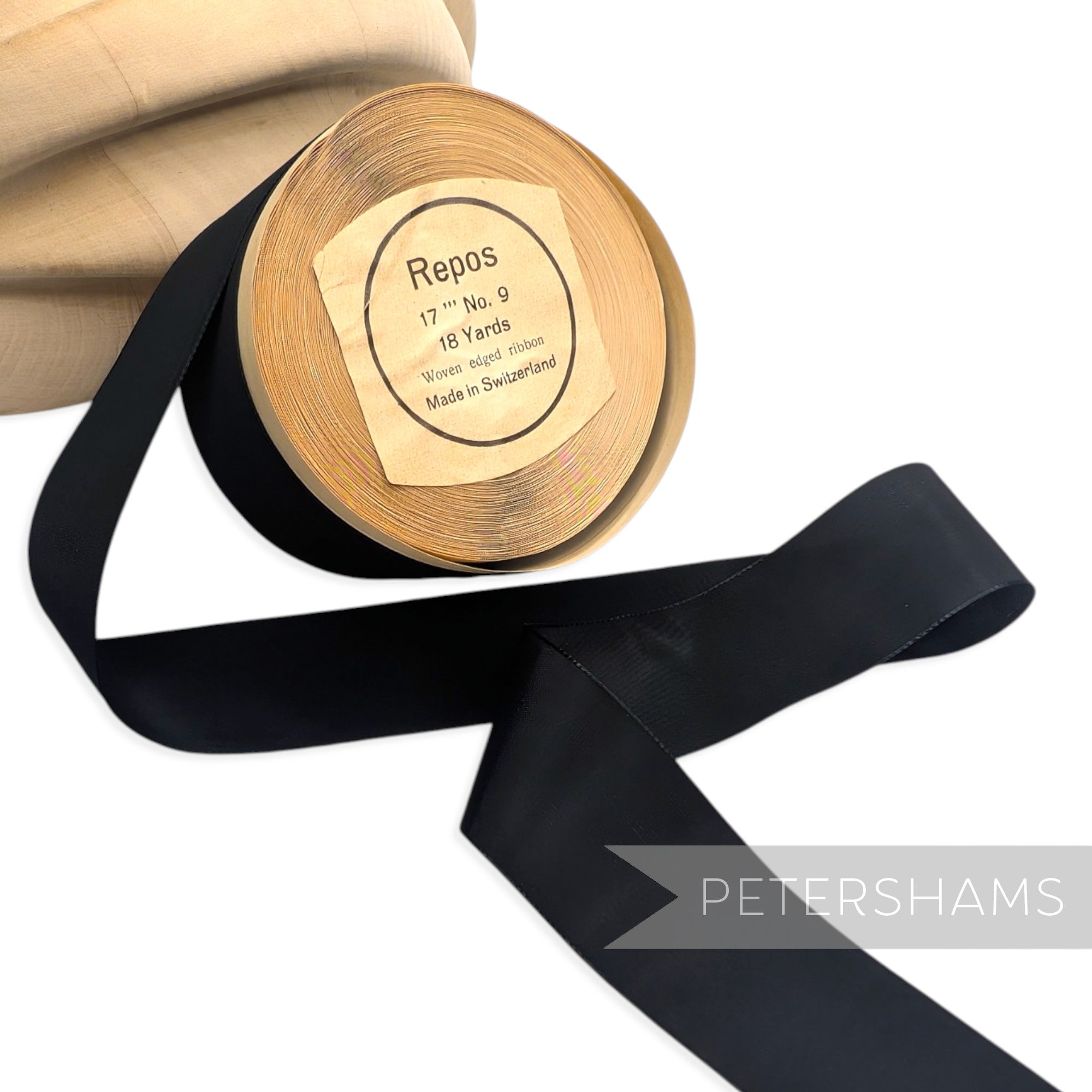 40mm No.9 "Repos" Vintage Swiss Taffeta Ribbon - 16m Roll