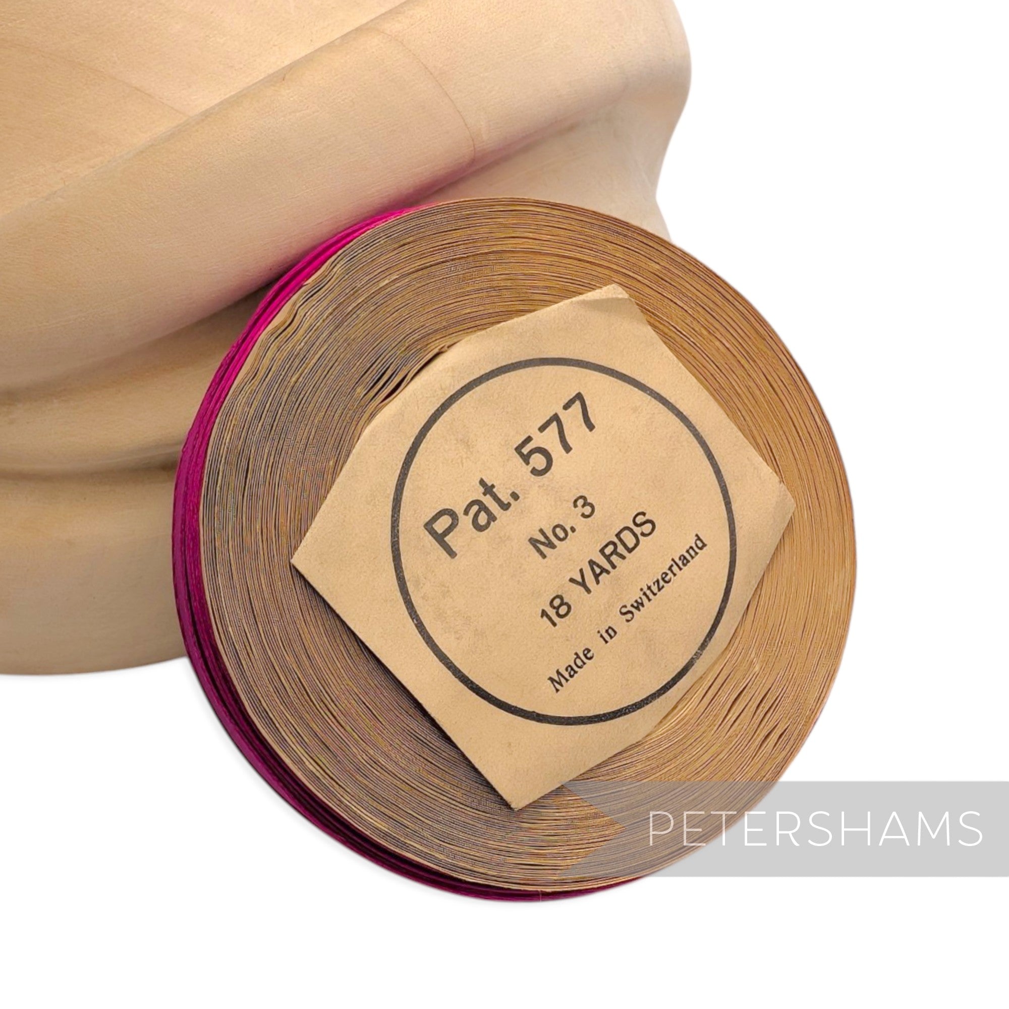 15mm No.3 "Pat. 577" Vintage Swiss Taffeta Ribbon - 16m Roll