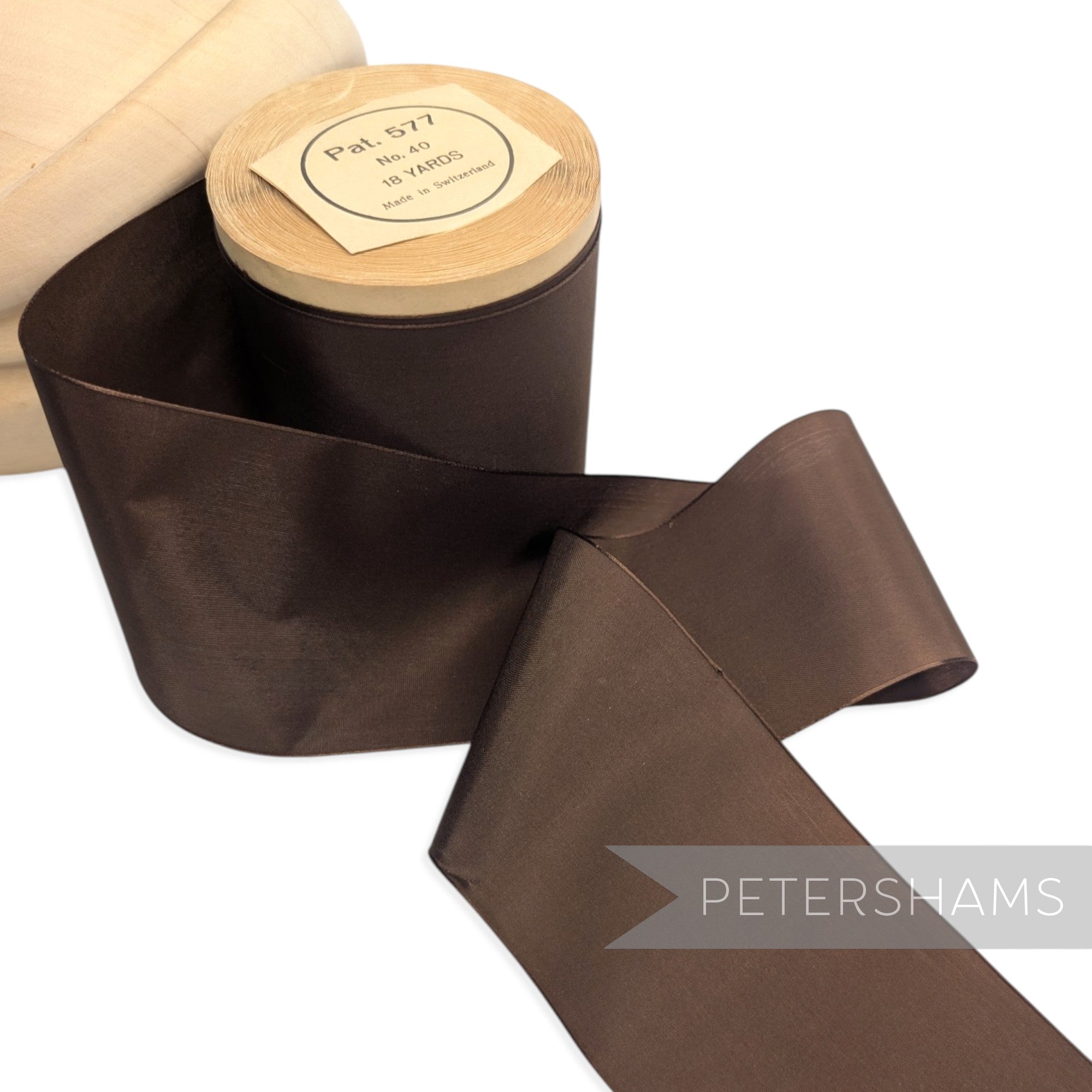 80mm No.40 "Pat. 577" Vintage Swiss Taffeta Ribbon - 16m Roll