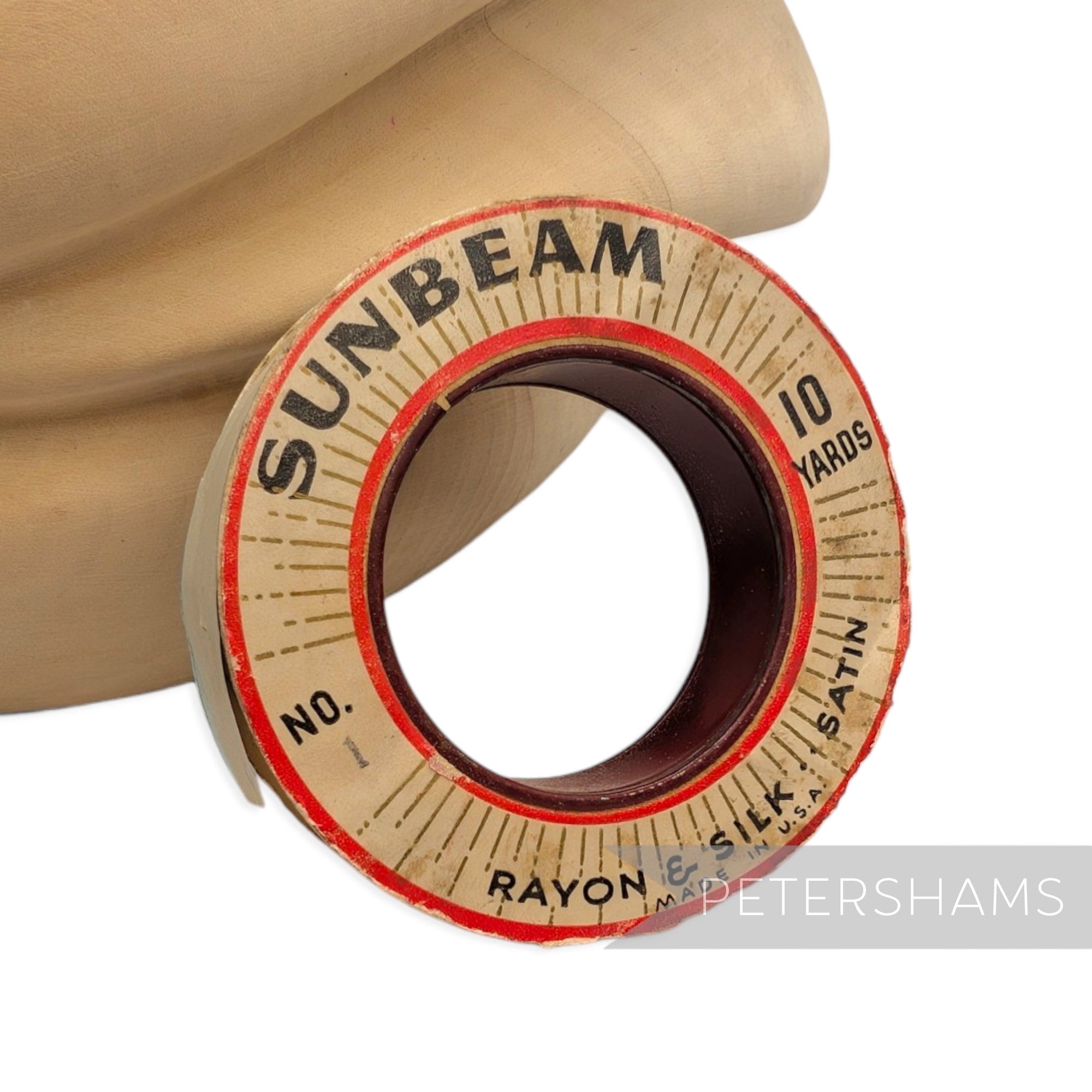 6mm No.1 "Sunbeam" Made in U.S.A Vintage 1950's Satin Taffeta Ribbon Reel - 10 yards