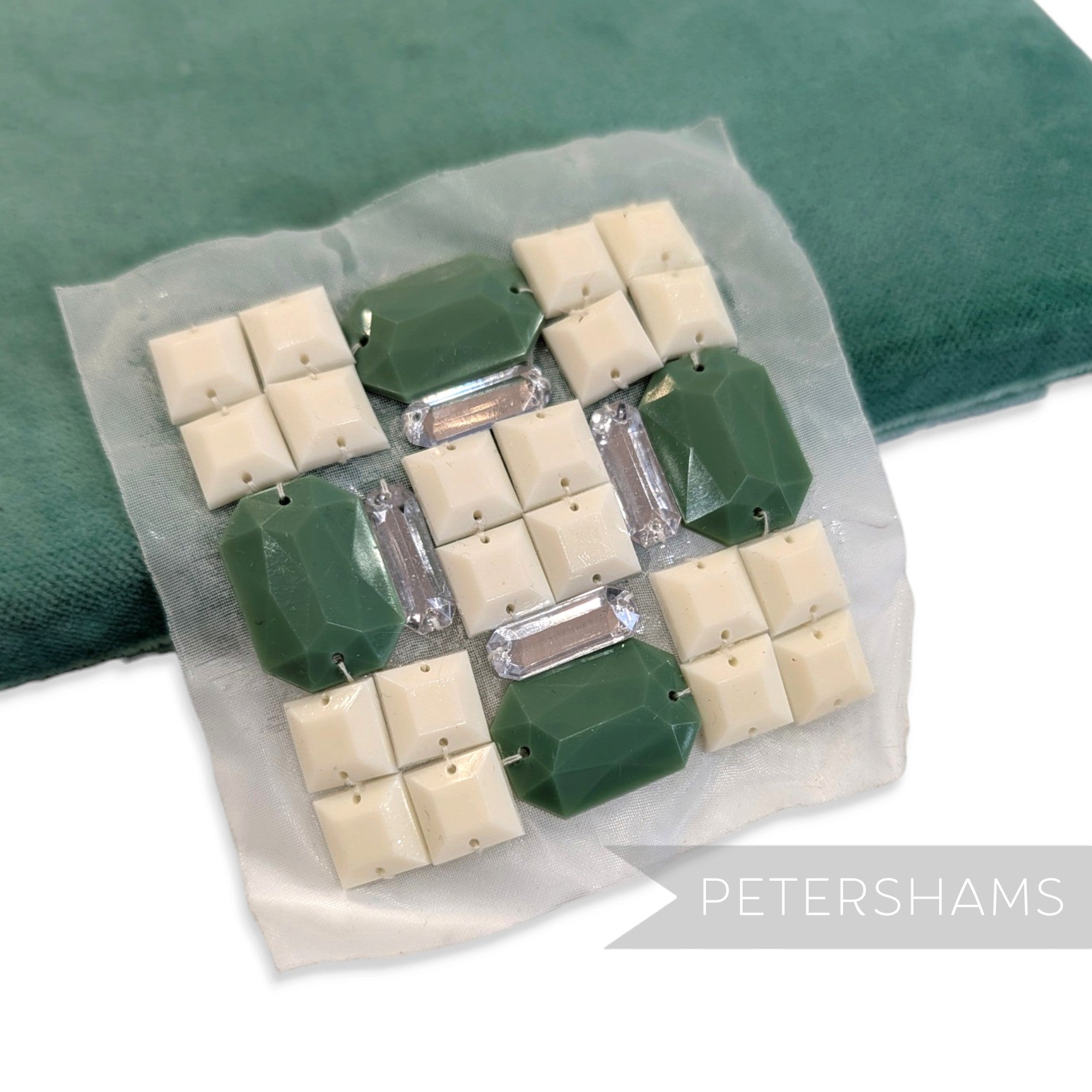 75mm Square Gemstone Motif in Sage and Ivory Gems