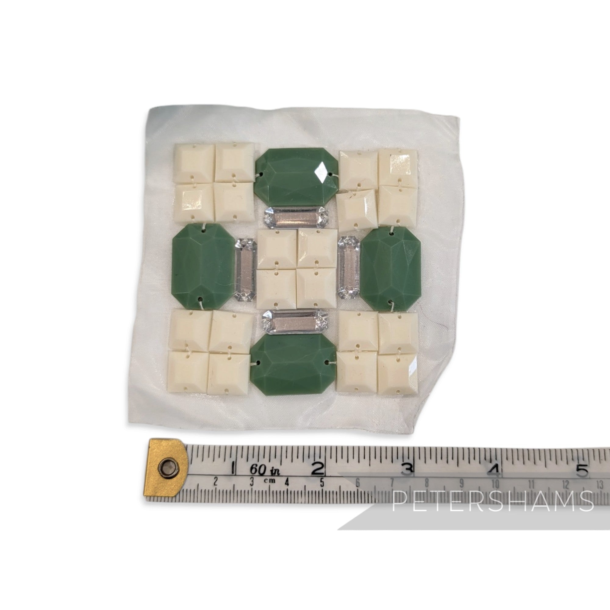 75mm Square Gemstone Motif in Sage and Ivory Gems