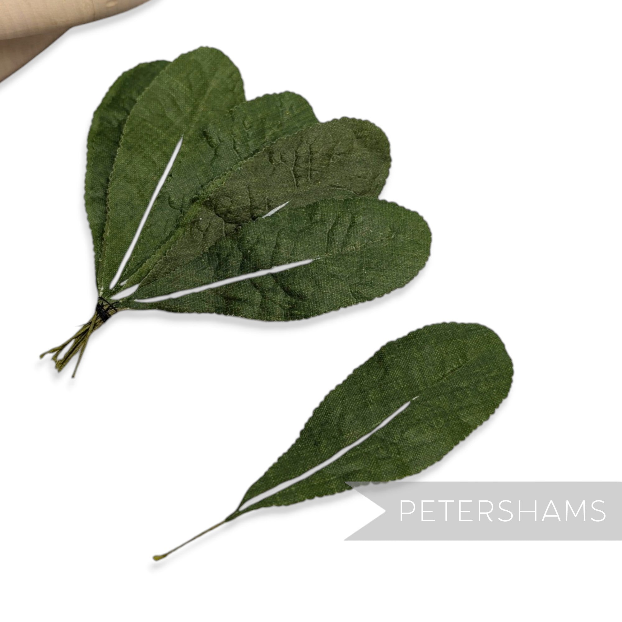 'Lobelia' Cotton 9cm Vintage German Primrose Leaves - 12 Stems