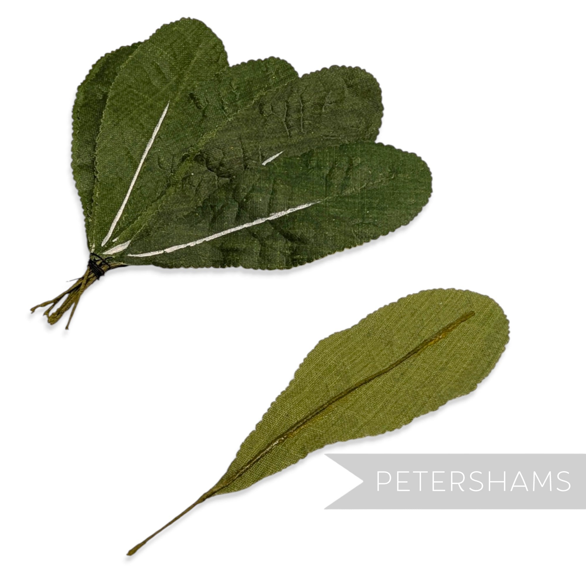 'Lobelia' Cotton 9cm Vintage German Primrose Leaves - 12 Stems
