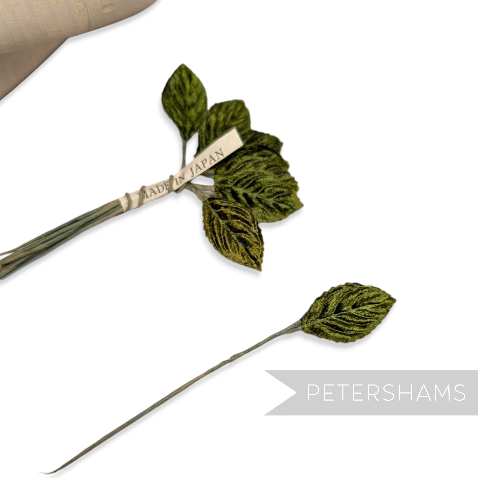 'Melian' Vintage 1960s Japanese Mini Velvet Leaves - 12 stems