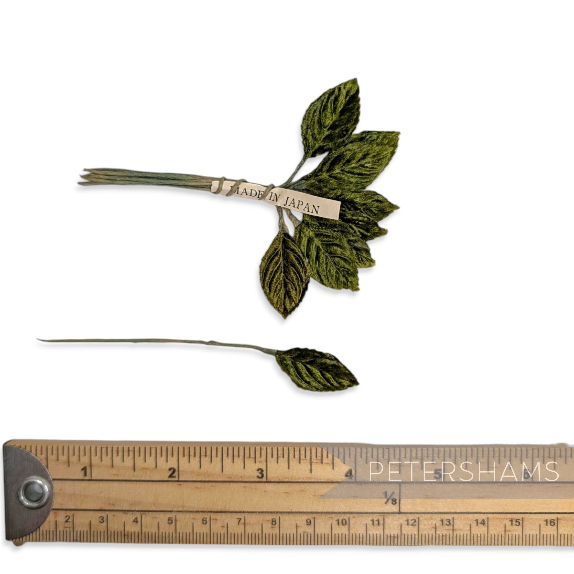 'Melian' Vintage 1960s Japanese Mini Velvet Leaves - 12 stems