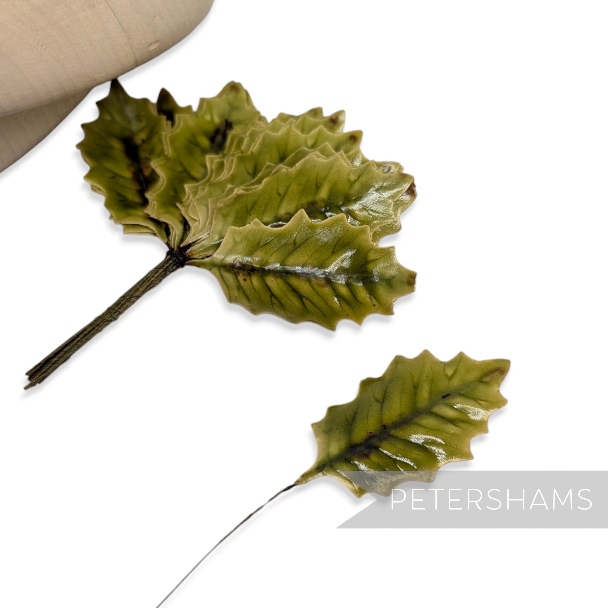 'New Noah' Vintage 1950s German Lacquered Holly Leaves - 24 stems