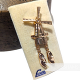 Vintage 1970/80's Metal Moving Windmill with Clogs Brooch