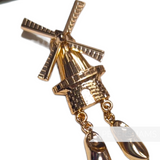 Vintage 1970/80's Metal Moving Windmill with Clogs Brooch