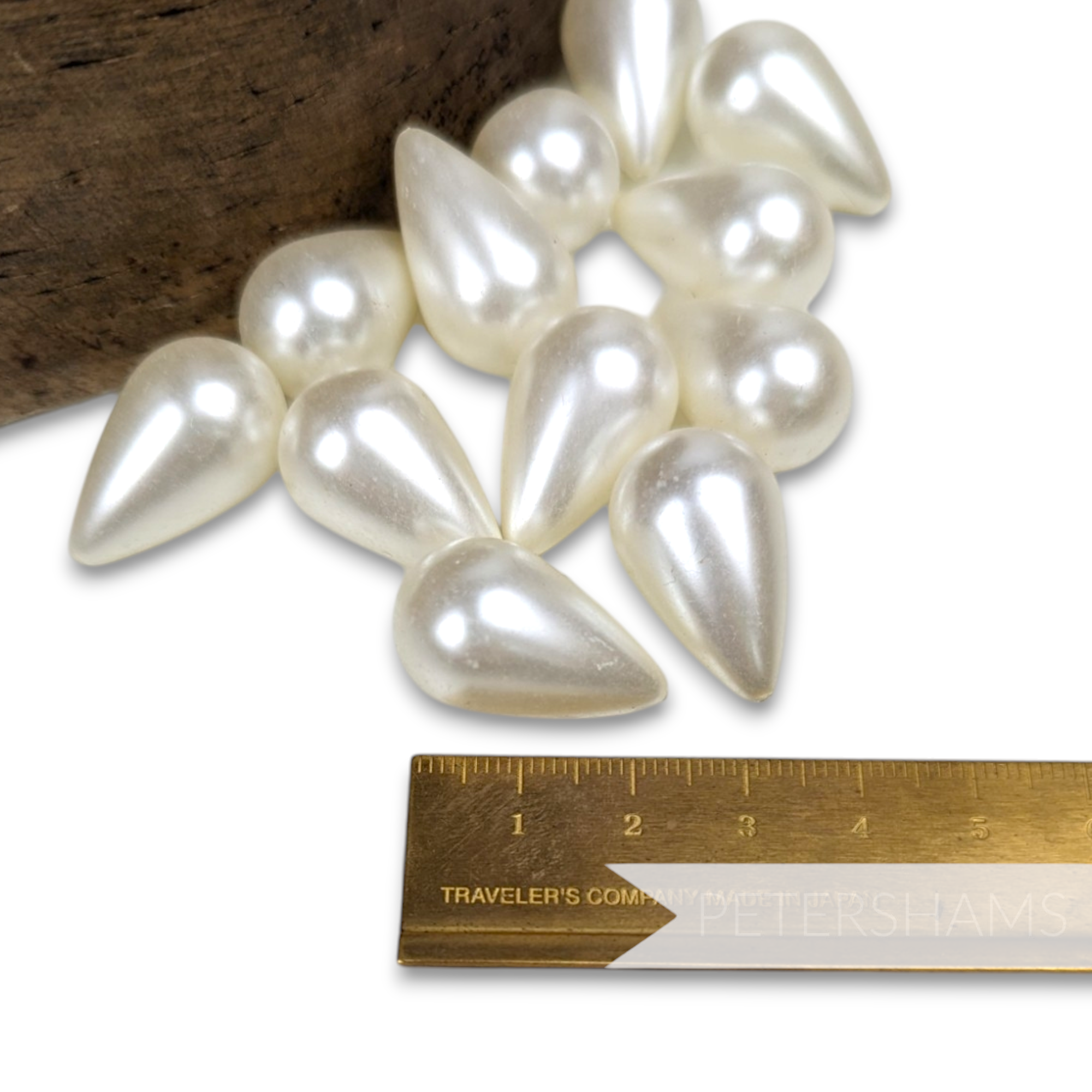 25x16mm Ivory Vintage Acrylic 1 Hole Faux Teardrop Pearls