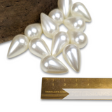 25x16mm Ivory Vintage Acrylic 1 Hole Faux Teardrop Pearls